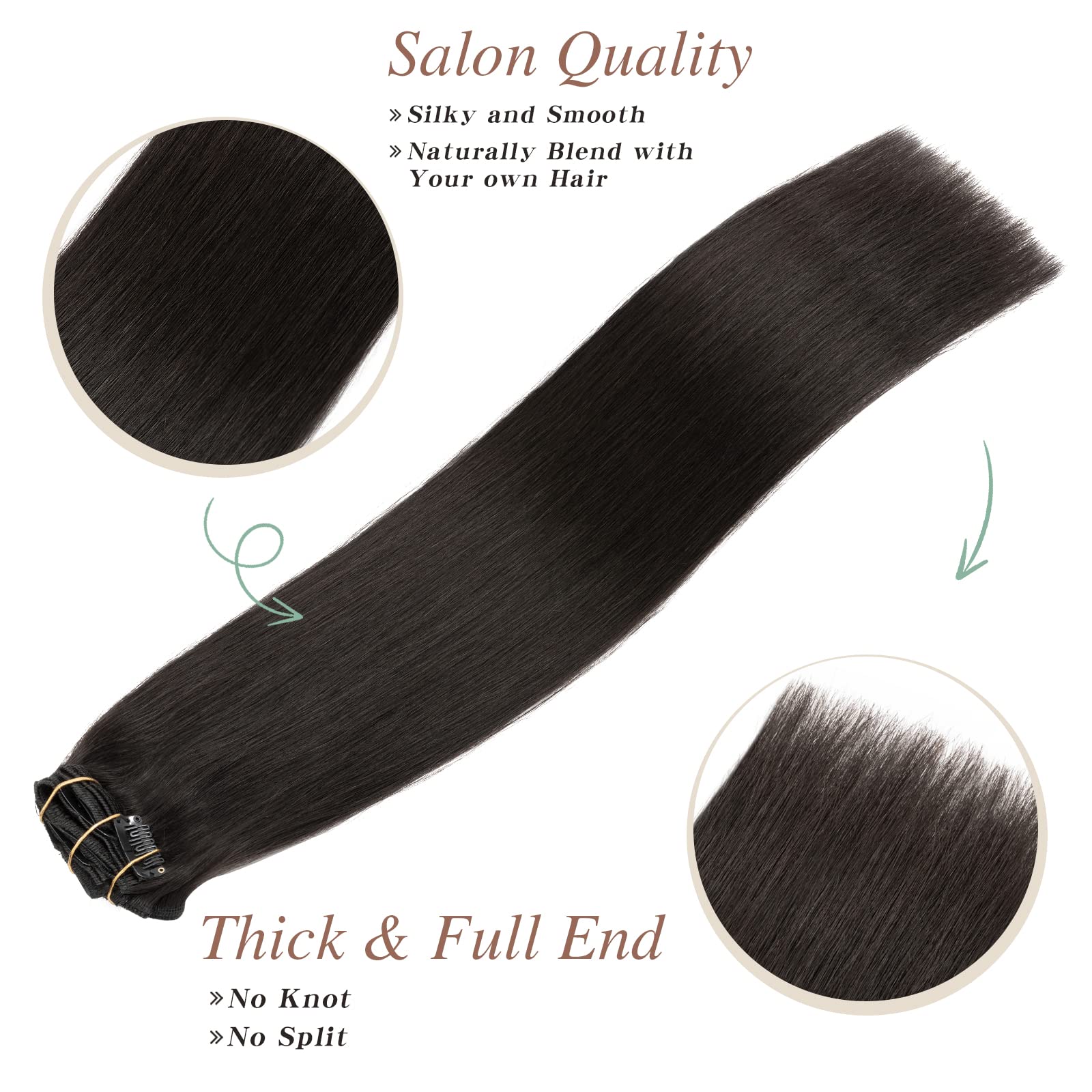 SEGO Clip In Hair Extensions 14/16/18/20/22 Inch - 7PCS 120g Real Human Hair Seamless Balayage Double Weft for Women - Natural Straight Hair Extensions for Daily Styling, Parties & Special Occasions