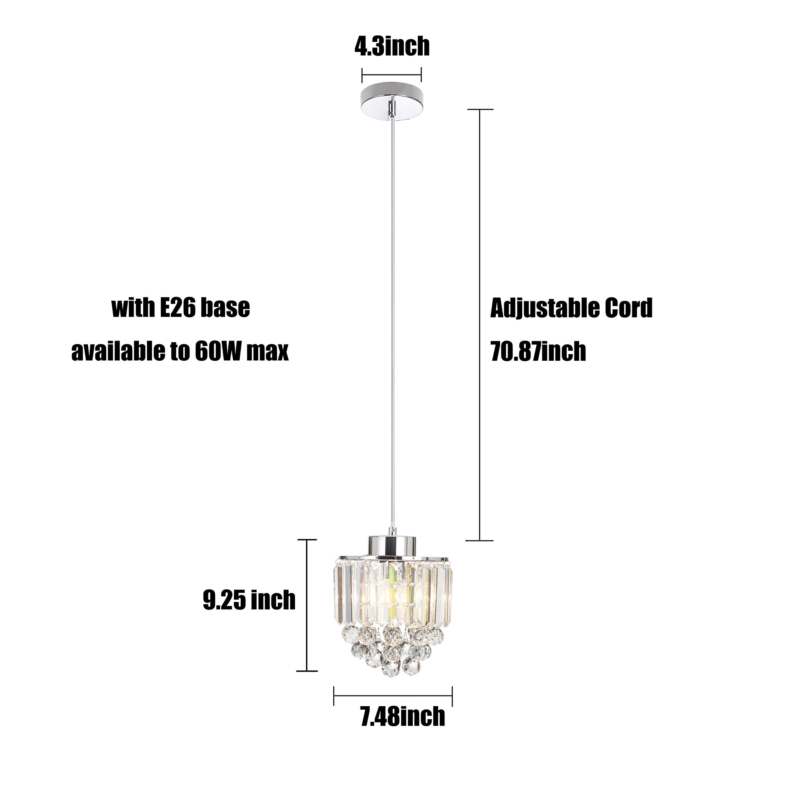 3 Pack Crystal Pendant Light Fixtures - Modern Chrome Chandelier for Kitchen Island, Dining Room, Living Room & Bar | Elegant Hanging Lighting for Home Decor & Commercial Spaces
