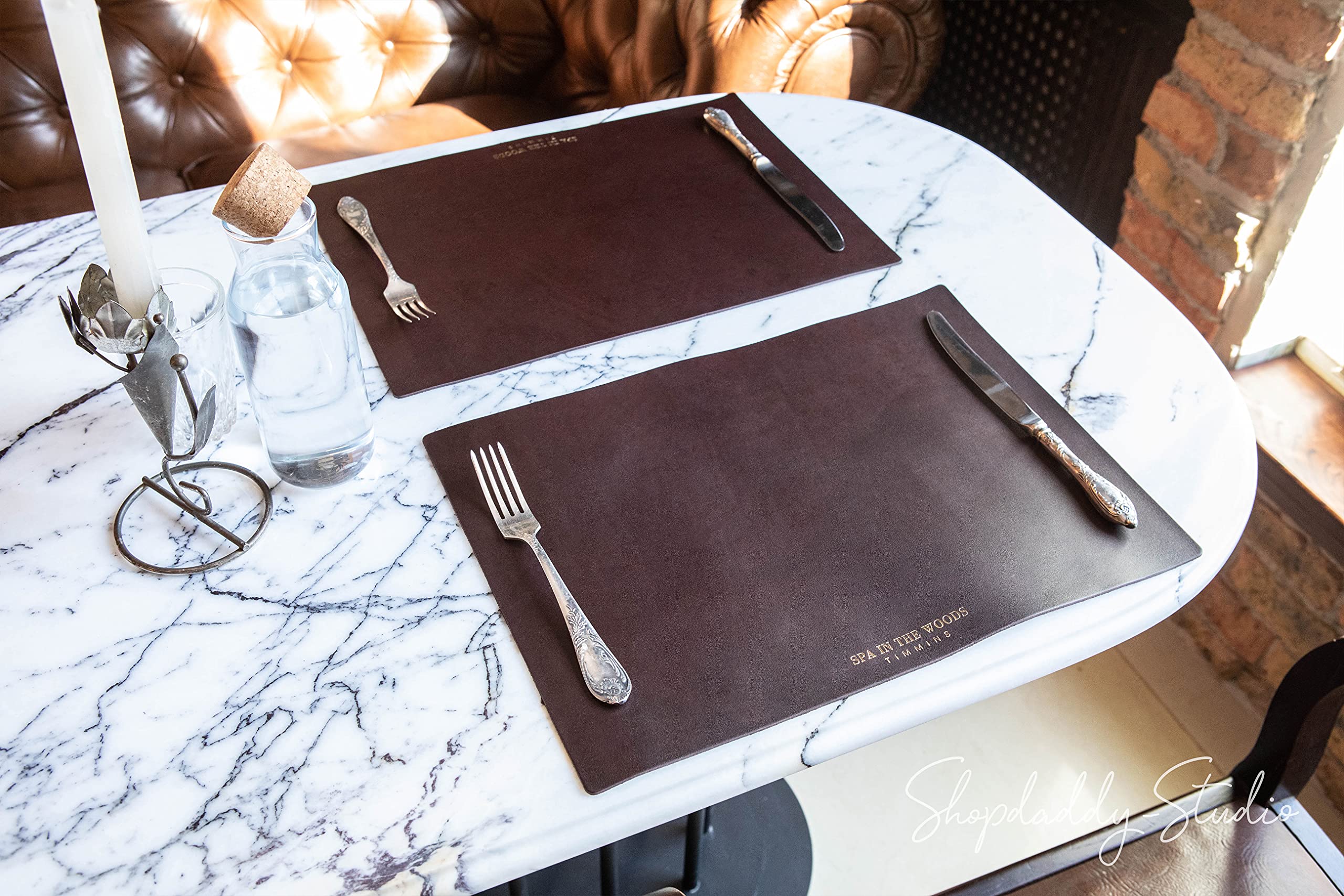 Premium Custom Leather Placemats for Restaurants & Home Dining - Heat Resistant Washable Table Mats Set with Rustic Farmhouse Design - Perfect for Dinner Parties, Weddings & Holiday Gatherings