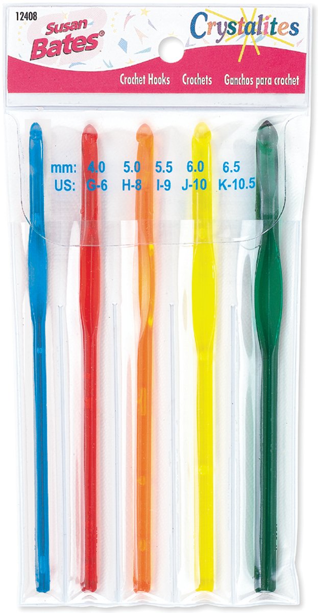 Crystalites 12408 Acrylic Crochet Hook Set - 12 Sizes Ergonomic Knitting Needles for Crocheting, Yarn Crafts, DIY Projects - Perfect Gift for Knitters & Crochet Lovers