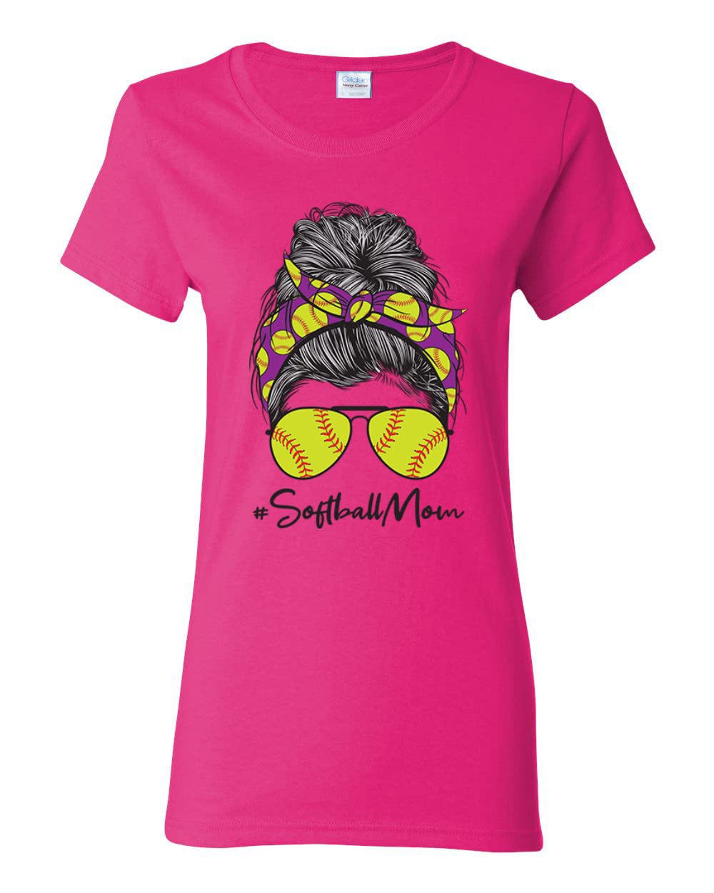 Softball Mom Graphic T-Shirt | Messy Bun Game Day Shirt for Women | Sports Lover Tee | Perfect for Mother's Day Gifts & Team Spirit Events