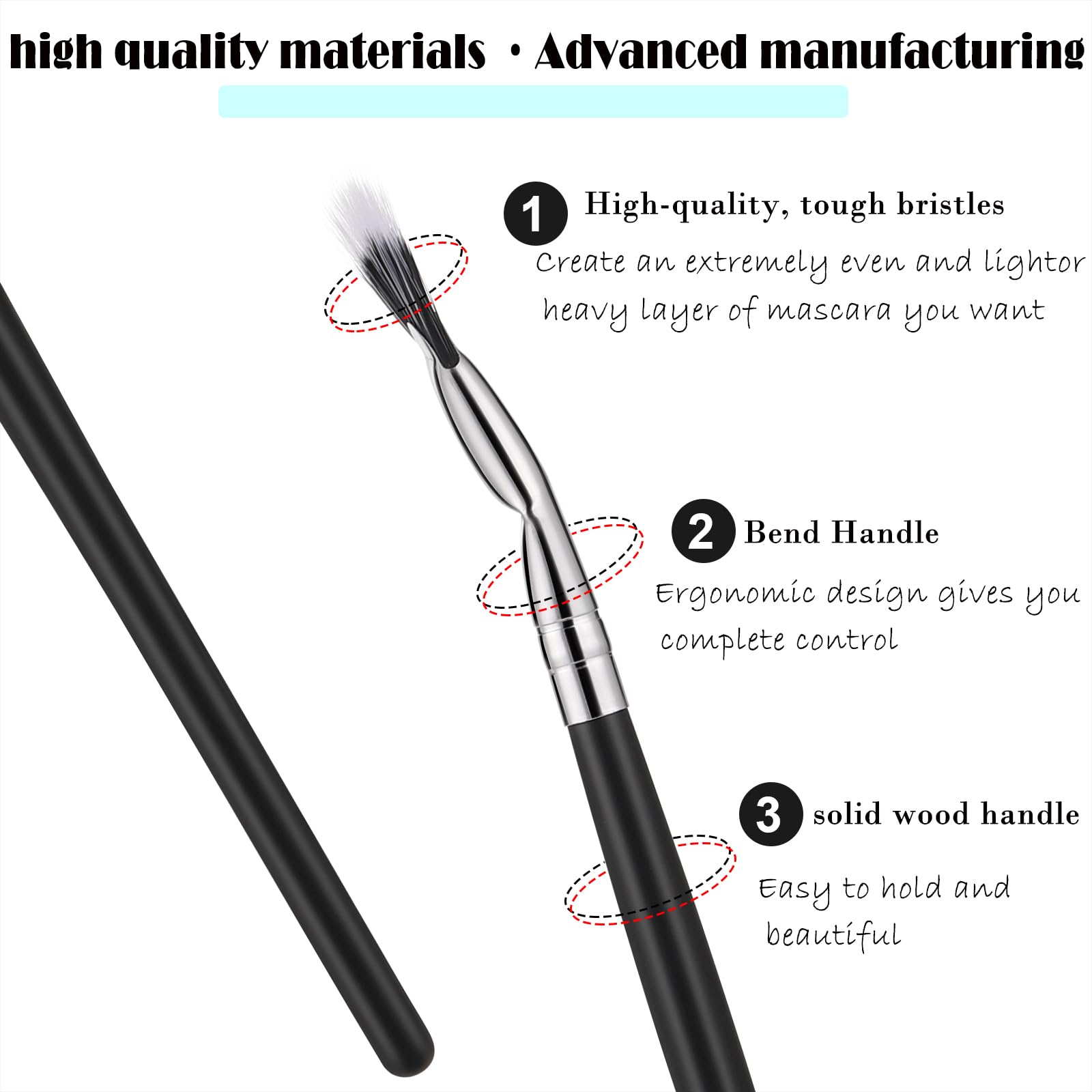 JASSINS 3PCS Professional Mascara Brush Set - Folding Angle Scalloped Lash Brush & Eyelash Comb for Natural Lifted Eyebrows, Clump-Free Eye Makeup Tools | Perfect for Daily Makeup, Salon Use & Travel Beauty Essentials