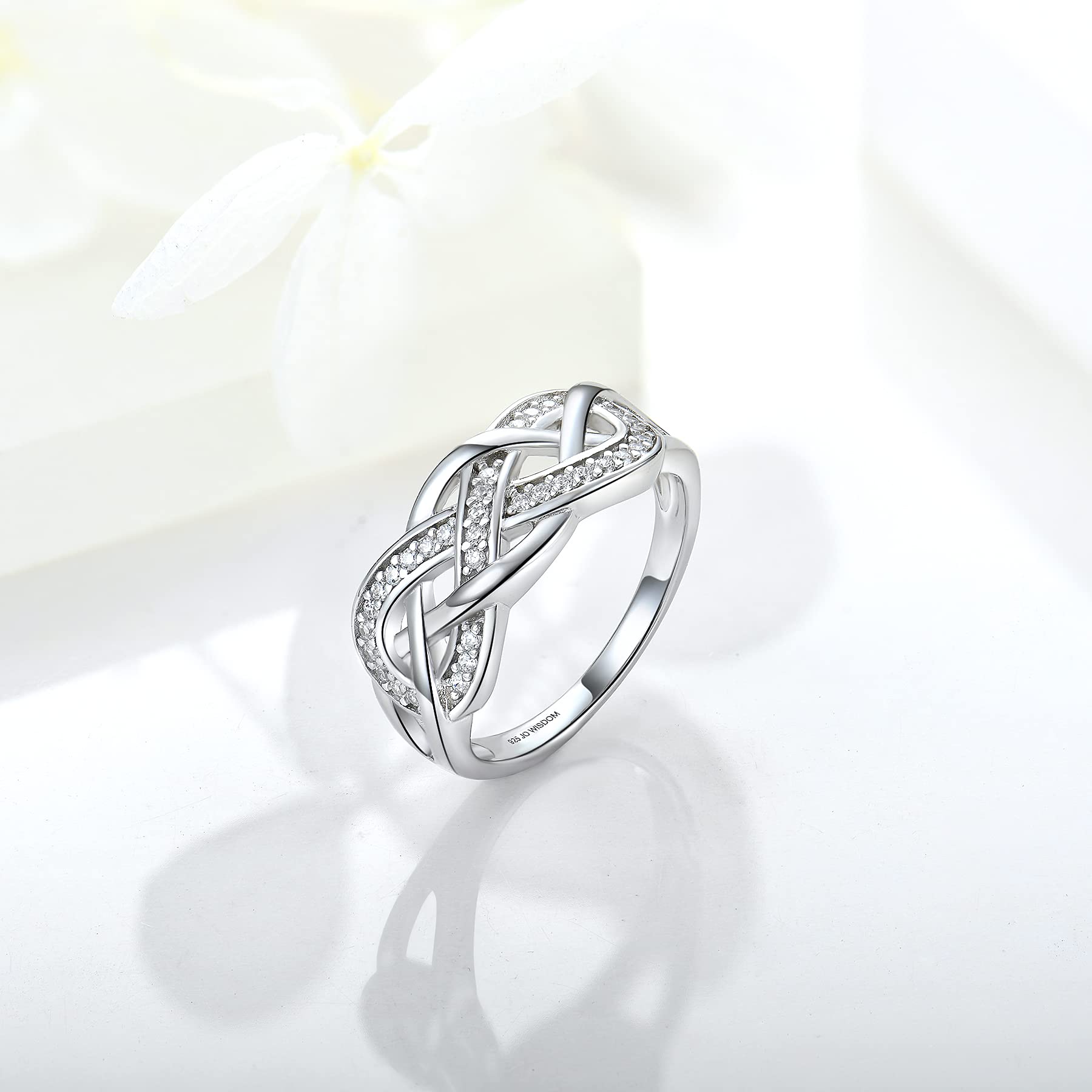 JO WISDOM Infinity Promise Ring - Sterling Silver CZ Engagement Band for Women | Wedding & Anniversary Gift