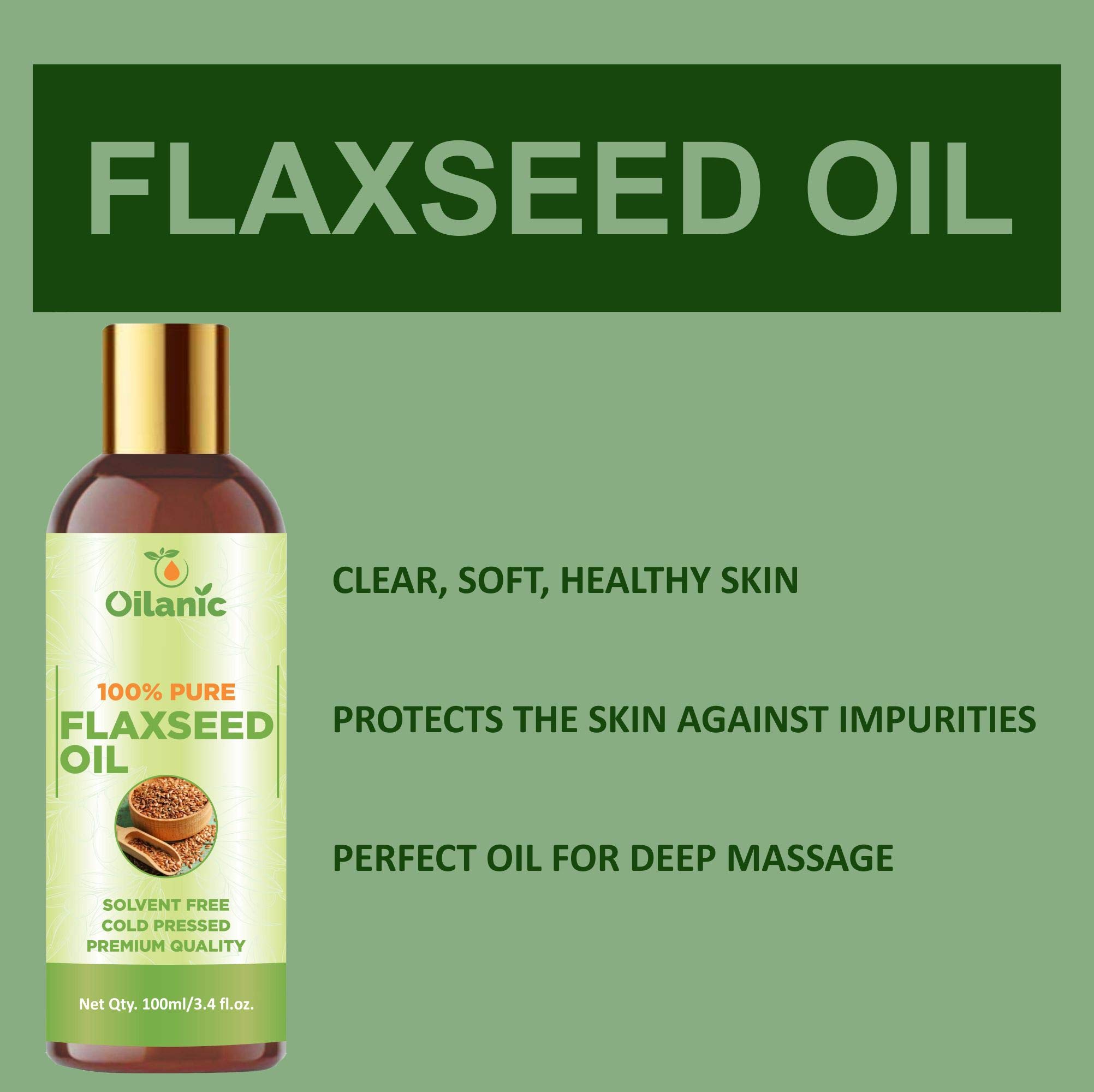 Oilanic 100% Pure Natural Flaxseed Oil & Sesame Oil Combo Pack - 2 Bottles (100ml Each, Total 200ml) - Perfect for Salad Dressings, Cooking & Skin Care