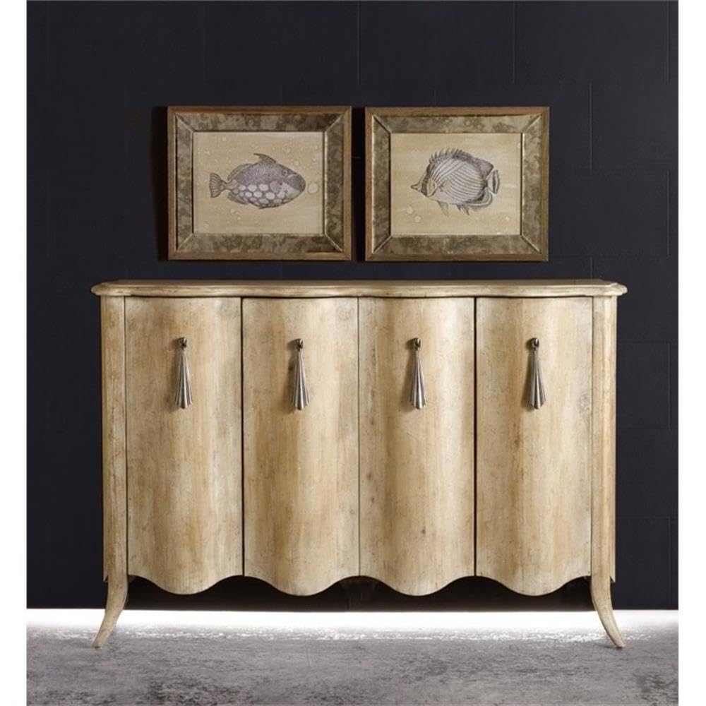 Hooker Furniture Melange Draped Sideboard - Light Wood Buffet Cabinet for Dining Room, Living Room & Entryway Storage