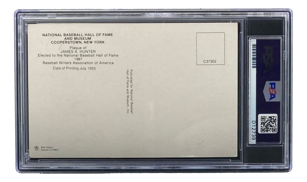 Jim Catfish Hunter Autographed 4x6 New York Yankees HOF Plaque Card with PSA/DNA Certification D12739 - Perfect for Baseball Memorabilia Collectors and Yankees Fans Display