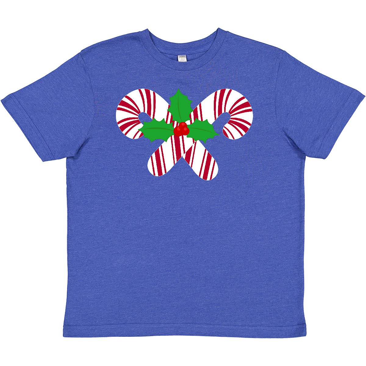 Inktastic Candy Canes and Holly Christmas Youth T-Shirt - Festive Holiday Tee for Kids & Teens - Perfect for Christmas Parties, Family Gatherings & Holiday Photos
