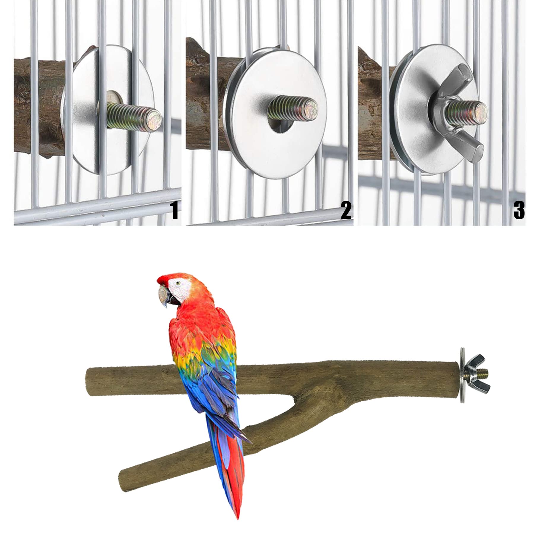 Allazone 10 PCS Natural Wood Bird Perch Stand Set - Safe Wooden Parrot Perches for Cockatiels, Budgies, Parakeets & Small Birds - Cage Accessories for Climbing, Playing & Resting - Perfect for Bird Cages & Aviaries