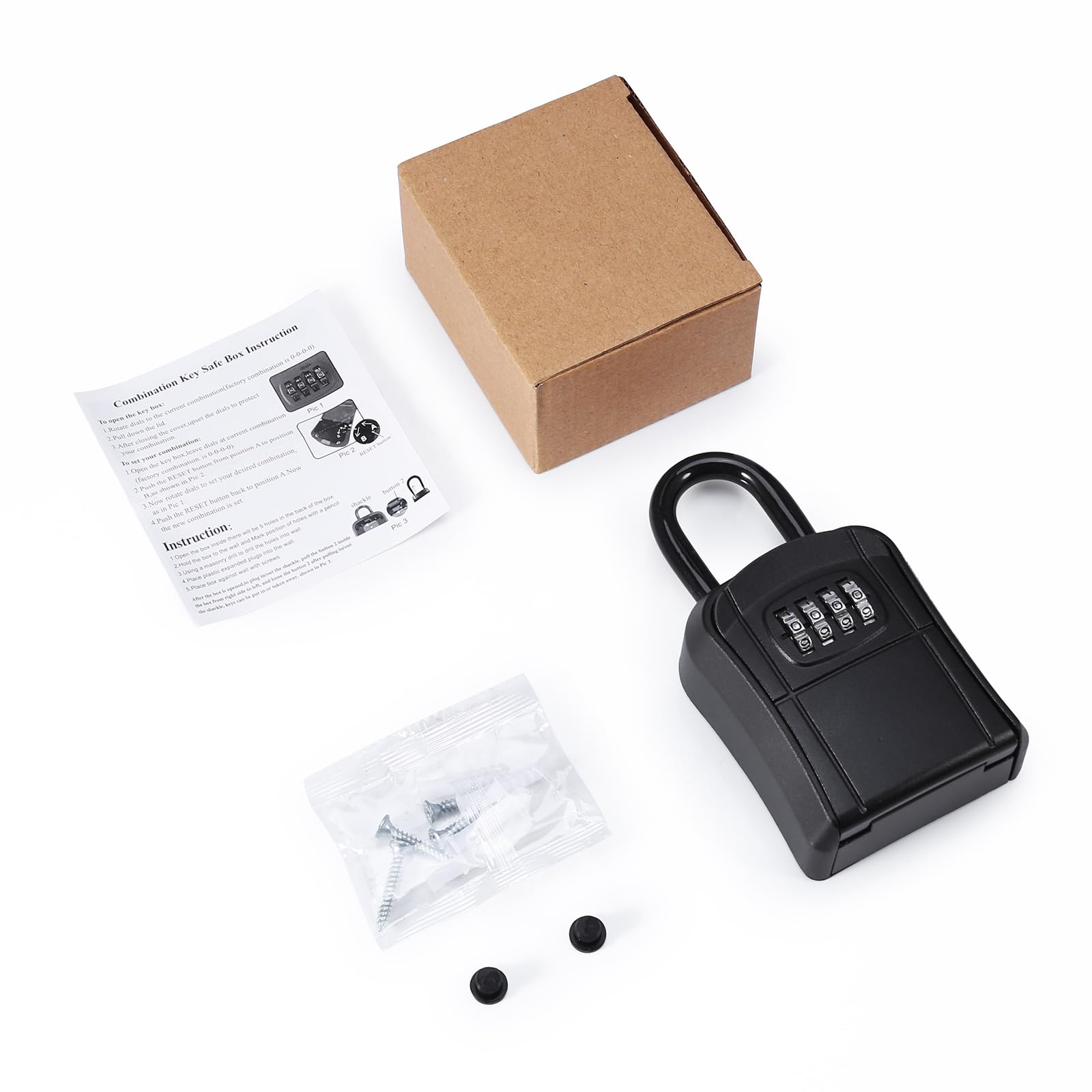 AMIR 4-Digit Combination Key Lock Box - Wall Mounted Outdoor Security Lockbox for House Keys, Spare Keys & Garage Keys | Waterproof & Portable Key Storage Solution for Homeowners, Realtors & Airbnb Hosts | Perfect for Vacation Rentals, Property Management & Emergency Key Access