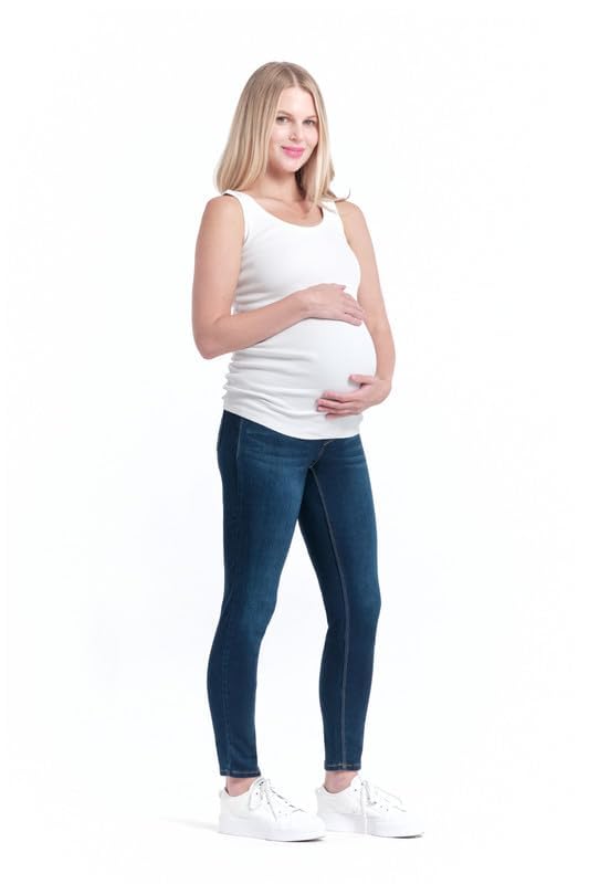1822 Denim Ultimate Comfort Maternity Ankle Skinny Jeans with Bellyband - Stretchable Pregnancy Pants for Women | Perfect for Work, Casual Outings & Everyday Wear