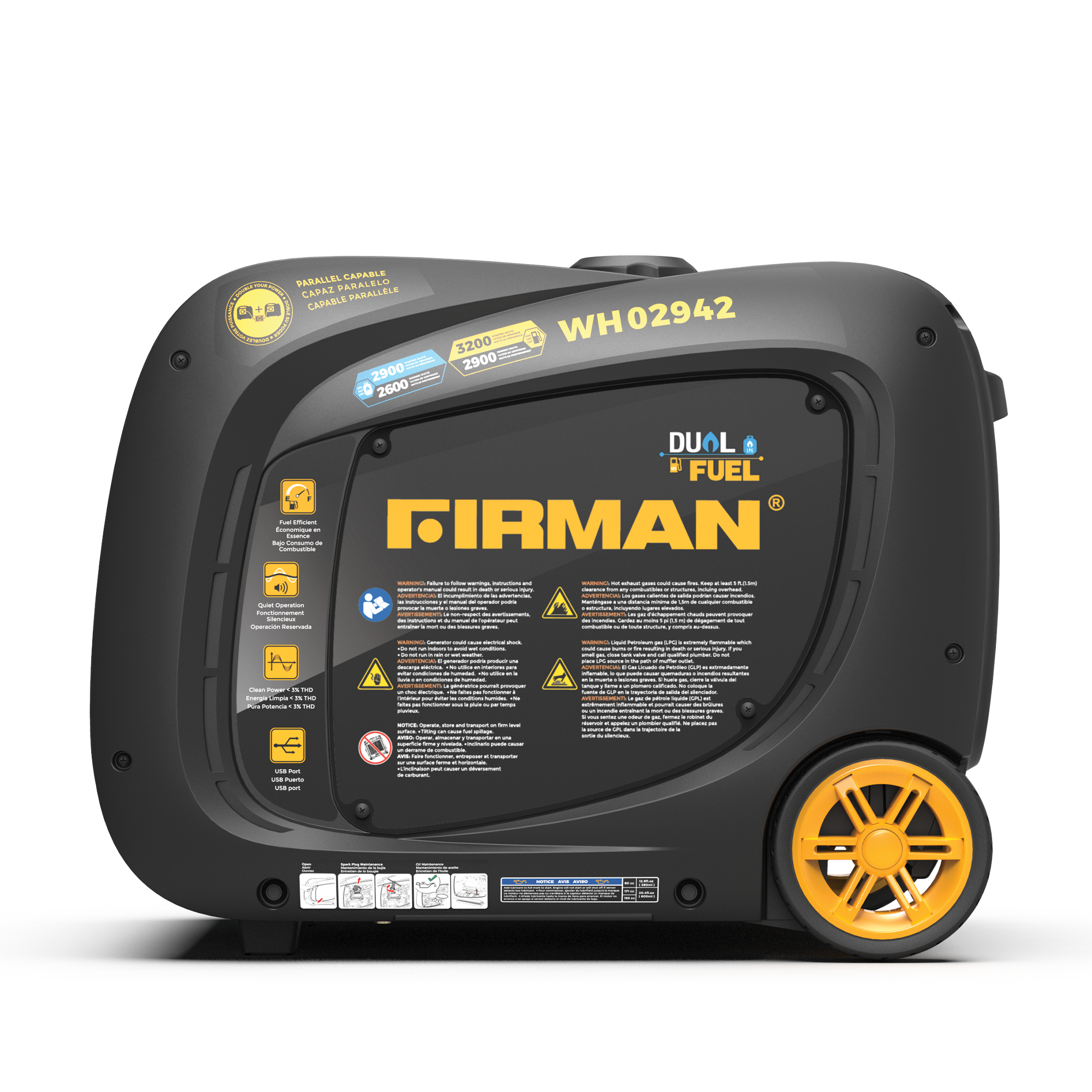 Refurbished 3200W Dual Fuel Inverter Generator with Electric Start - Perfect for Camping, RV Trips & Emergency Power Backup