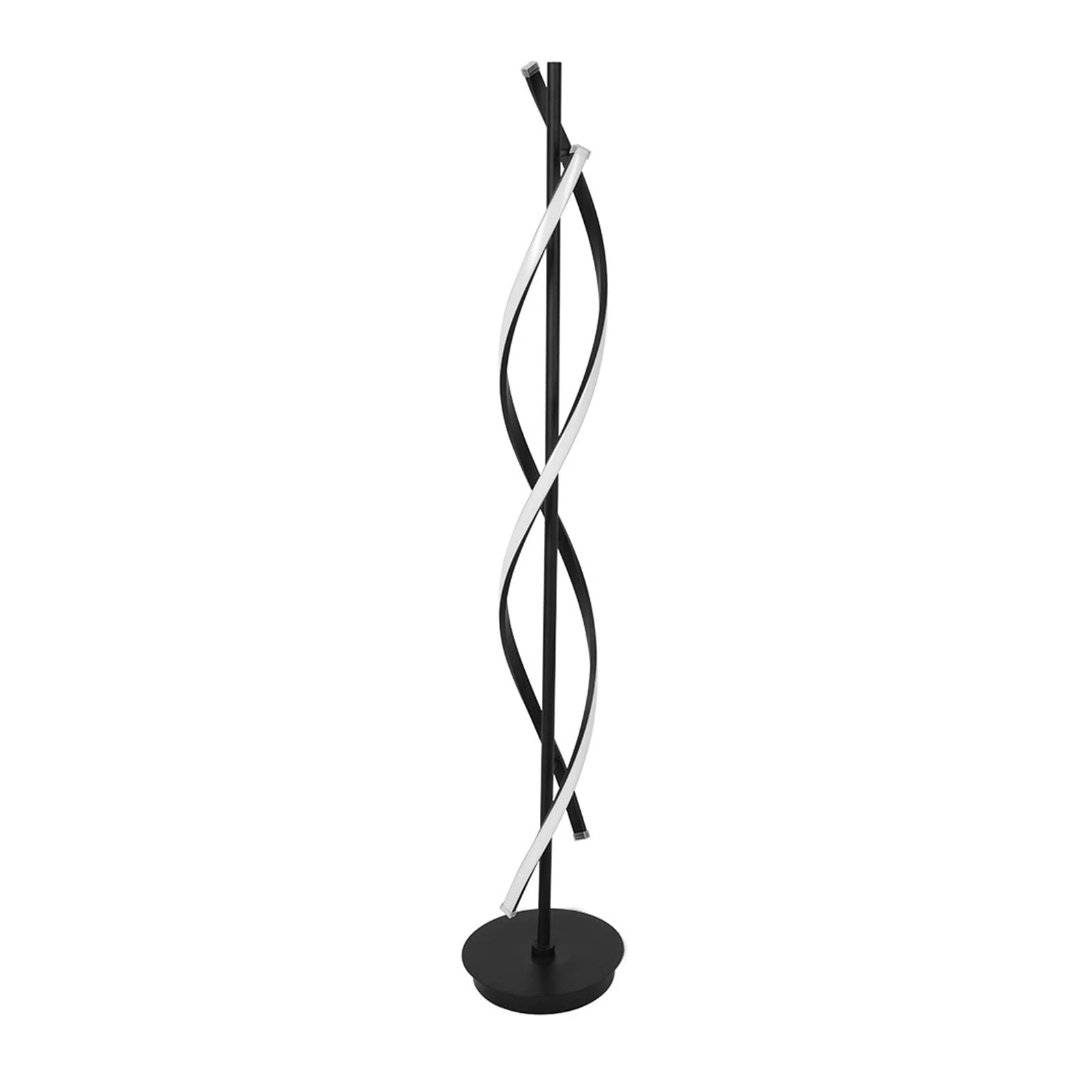 Dimmable LED Spiral Floor Lamp - Warm White Modern Lighting for Living Room, Bedroom, Dining Room - Adjustable Brightness for Reading & Relaxation (Black, One Size)