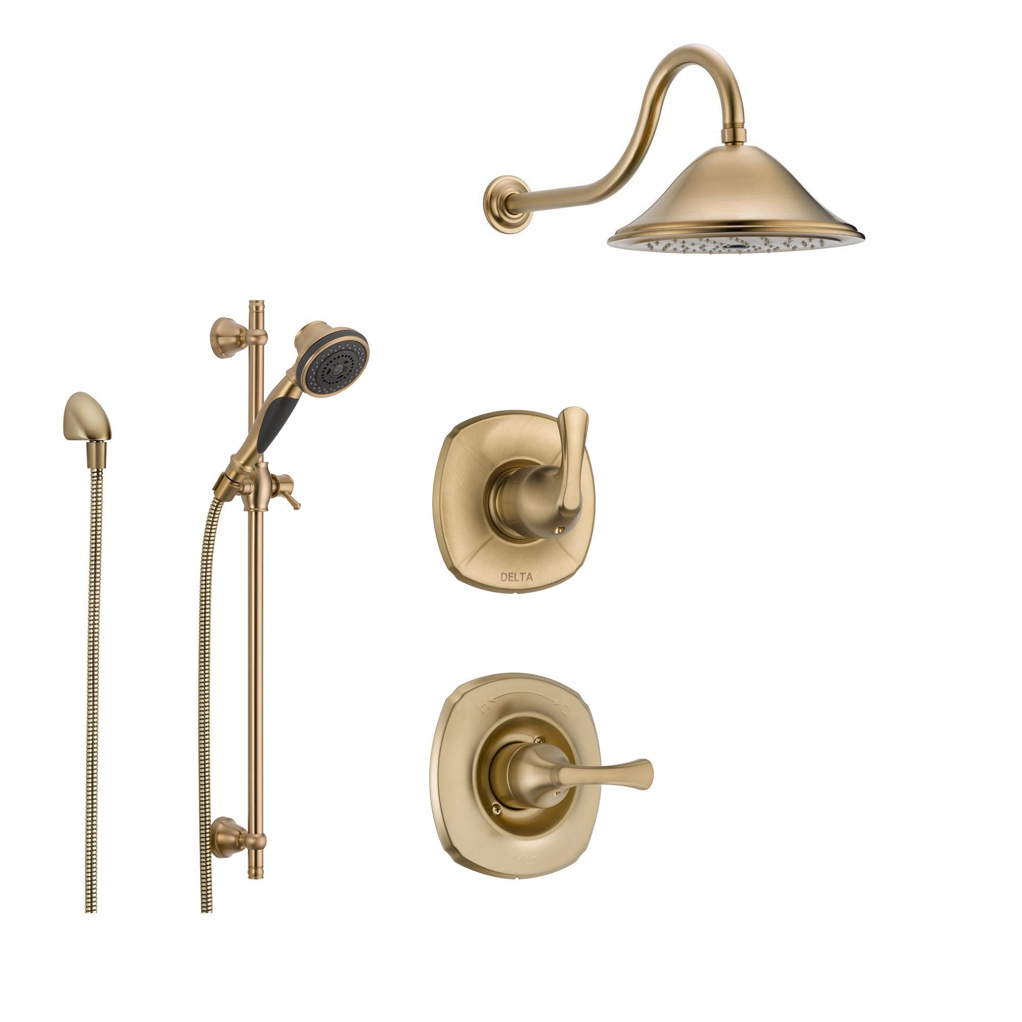 Delta Addison Champagne Bronze Shower System - 3-Function Diverter, Large Rainfall Shower Head & Handheld Sprayer SS149281CZ for Luxurious Bathroom Upgrade (Ideal for Master Bath, Spa-Like Experience)