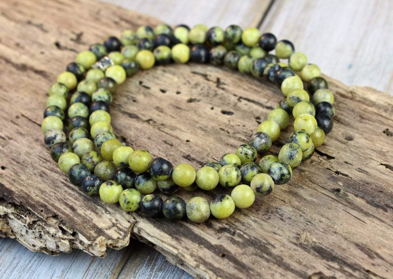 108 Bead Yellow Turquoise Stretchable Mala Bracelet - Yoga Meditation Prayer Buddhist Jewelry for Women & Men - Perfect for Spiritual Healing, Stress Relief & Mindfulness Practice