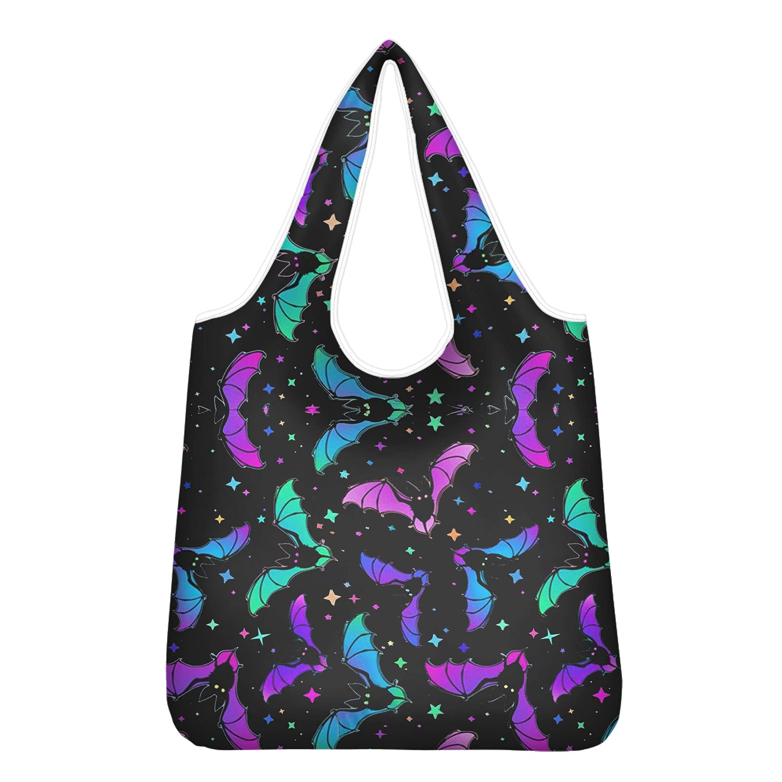 ZFRXIGN Reusable Grocery Shopping Bags for Women - Heavy Duty Purple Galaxy Print Tote Pack with Organizer Pockets | Eco-Friendly Shopping, Travel & Beach Carrier | Perfect for Groceries, Work, Gym & Daily Errands
