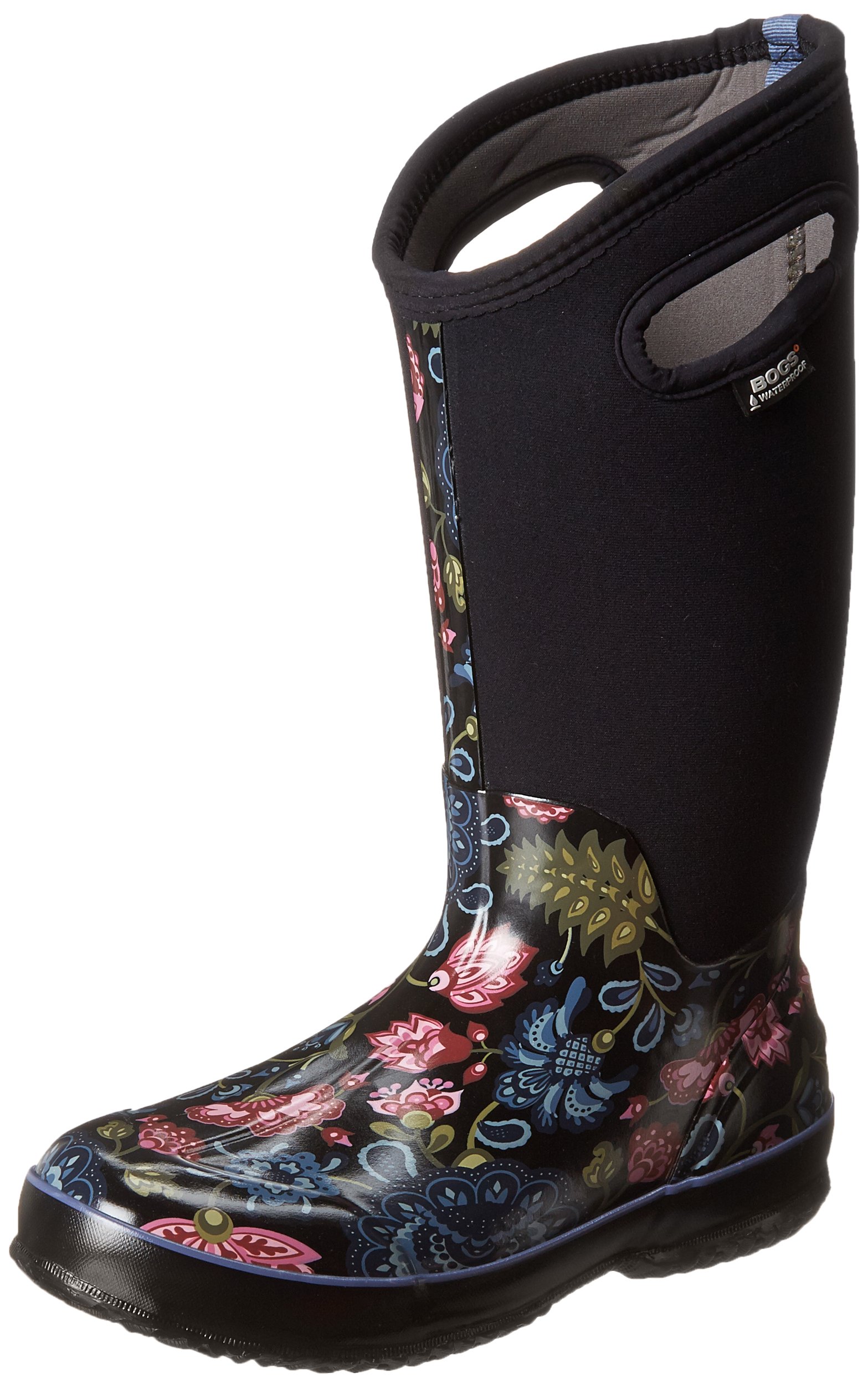 BOGS Women's Classic Tall Waterproof Winter Boots with Floral Design - Warm Insulated Snow Boots for Cold Weather, Hiking & Outdoor Activities