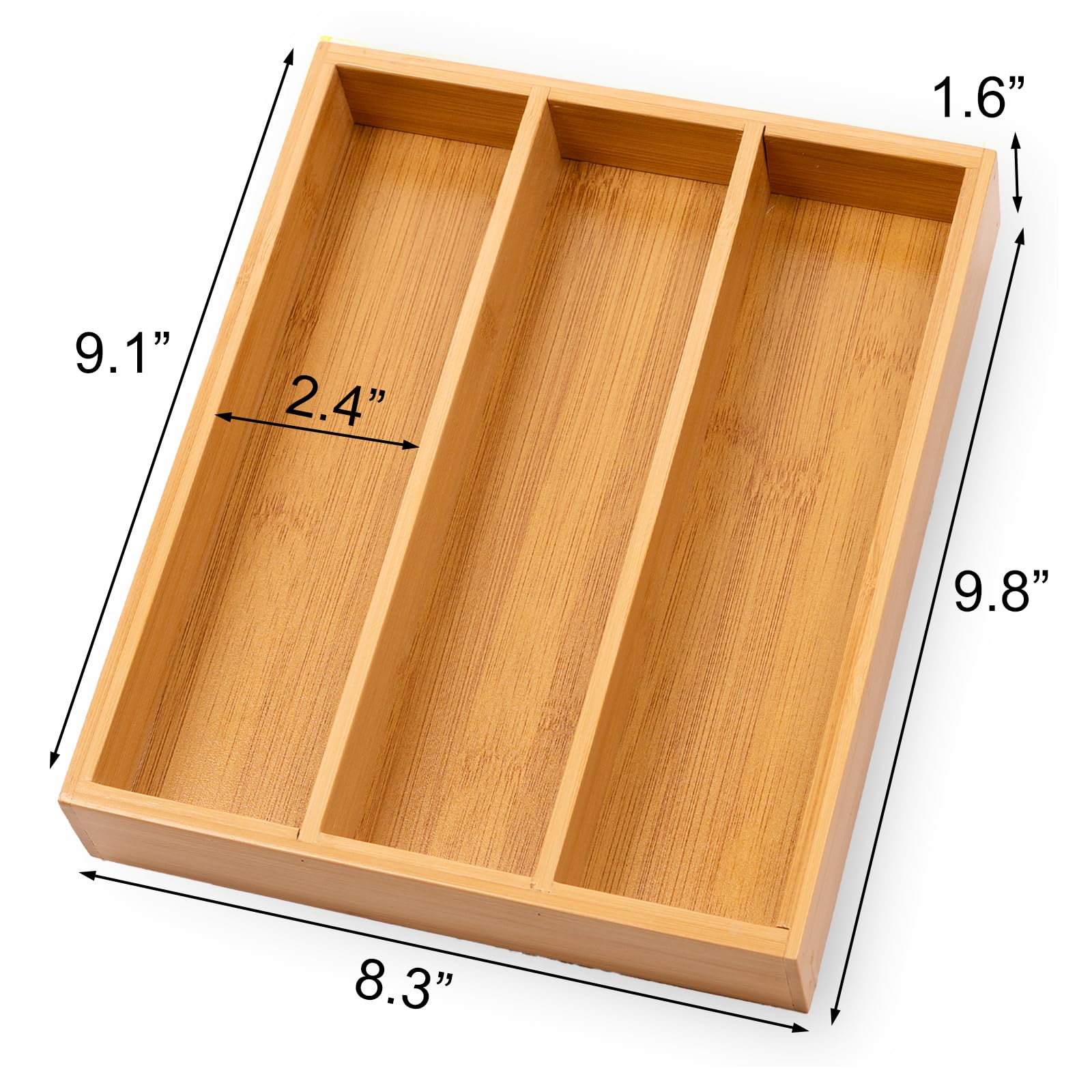 Bamboo Silverware Organizer Tray - Kitchen Drawer & Utensil Organizer for Flatware, Spoons, Forks (Natural Wood) - Perfect for Home, Restaurant & Office Kitchen Organization