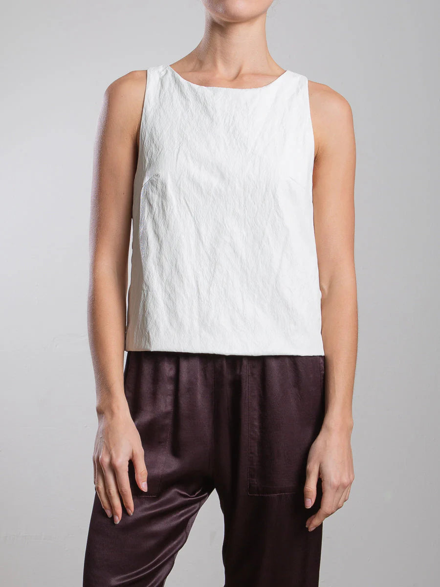 Elena Faux Leather Ivory Top for Women - Stylish Vegan Leather Blouse for Casual Outings & Evening Events