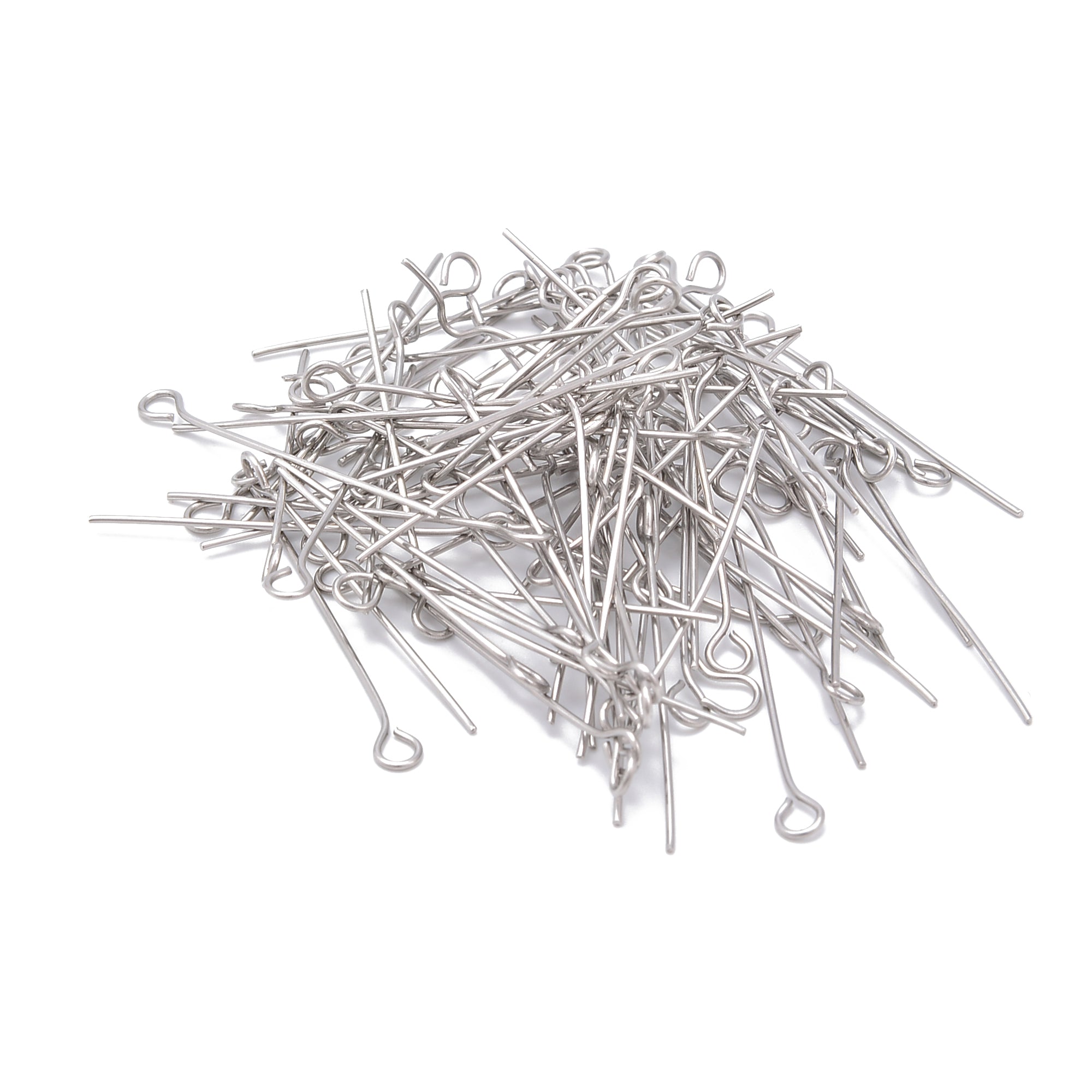 304 Stainless Steel Eye Pins 0.6x30mm (800 Pieces) - Jewelry Making, DIY Crafts, Beading Supplies for Earrings, Necklaces & Bracelets
