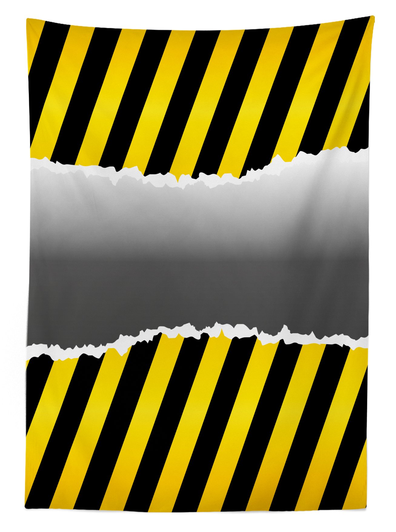 Ambesonne Construction Themed Outdoor Tablecloth - Ripped Sign Work Site Danger Hazard Progress Caution Urban Design - Waterproof Washable Picnic Table Cover 58x84 Inches Yellow Black Grey - Perfect for Construction Parties, Job Site BBQs & Industrial Decor