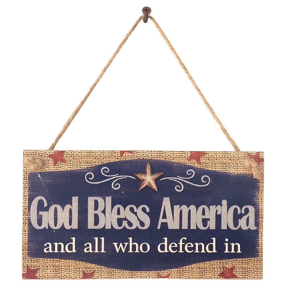 Bticx Vintage Wooden Plaque - Patriotic 4th of July Hanging Wall Decor for Independence Day, Americana Home Party & Outdoor BBQ Decorations - Perfect for Fireworks Display & Summer Backyard Gatherings