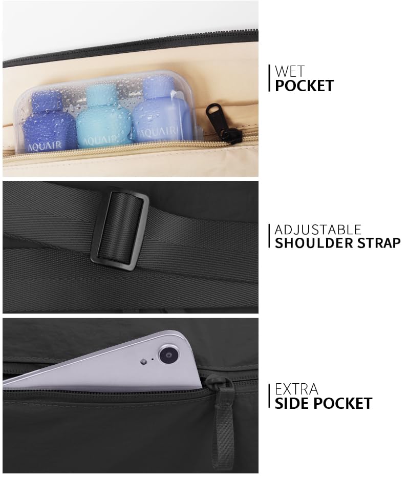 Stylish Compact 3-in-1 Small Gym Duffle Bag for Women & Men - Lightweight Crossbody Sports Bag for Fitness, Workout & Travel - Perfect for Gym, Yoga, Work Commute & Weekend Getaways