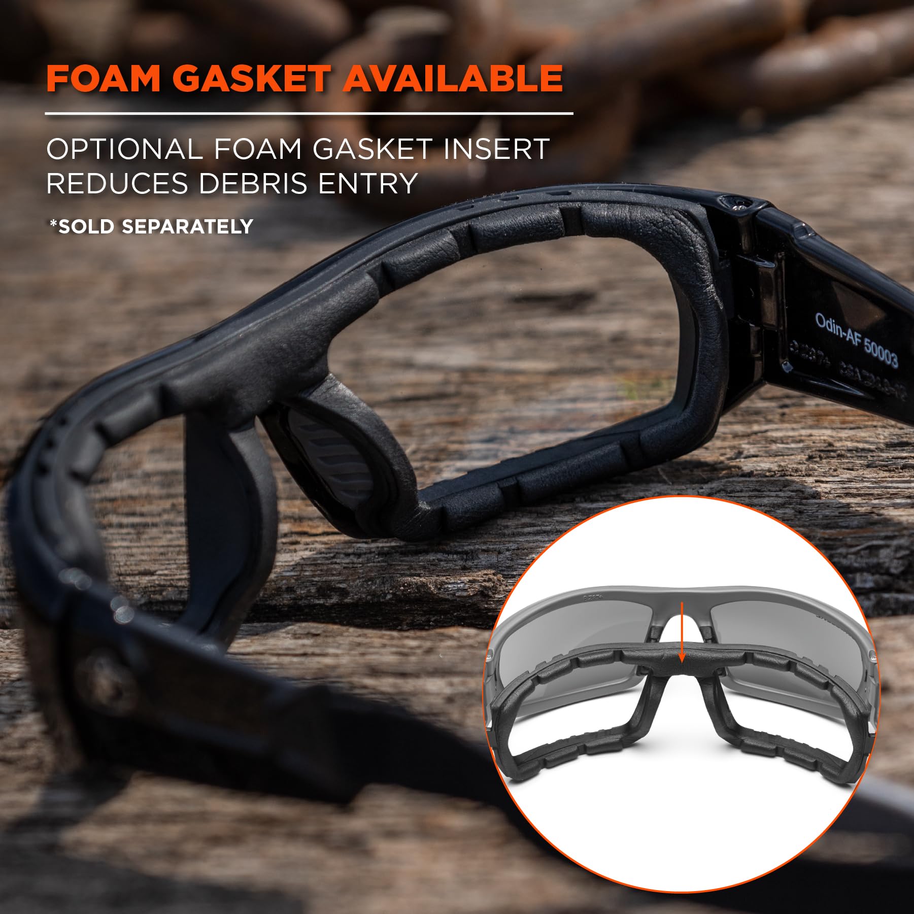 Ergodyne Skullerz Odin Safety Glasses - ANSI Z87.1 Certified, Anti-Fog, UV Protection for Construction, Woodworking & Outdoor Work