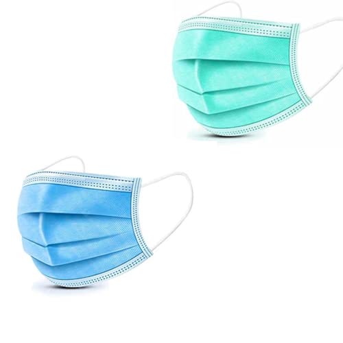 3-Ply Disposable Face Mask with Ear Loops & Nose Wire - Ultra Soft & Breathable Surgical Masks - 100 Pack (50pcs/Color) - Ideal for Daily Protection, Travel, Work & Public Safety