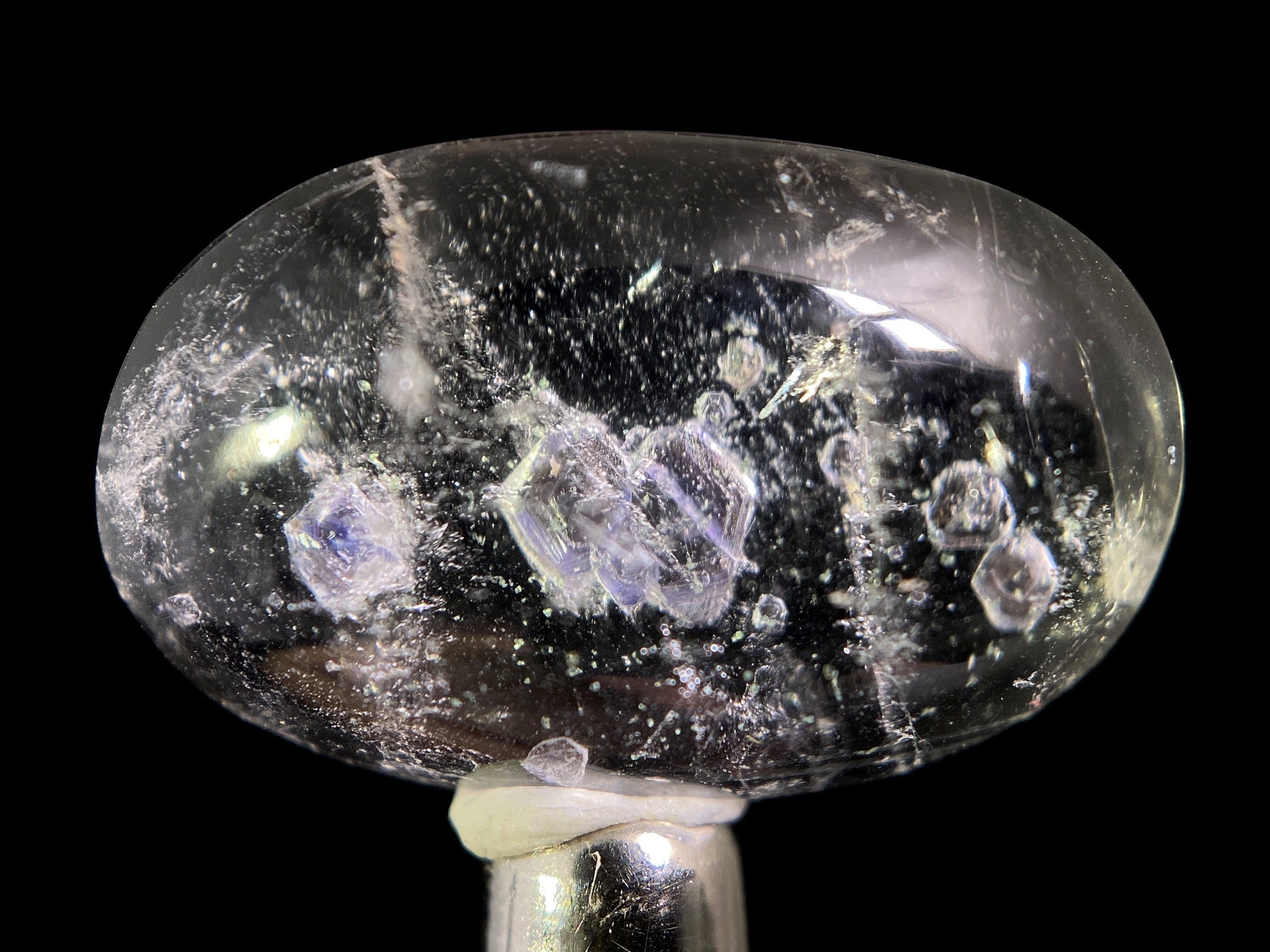 Natural Fluorite in Clear Quartz Crystal Cabochon - Rare Gemstone for Jewelry Making, Healing Crystals (47498) - Perfect for Pendants, Rings & Spiritual Healing