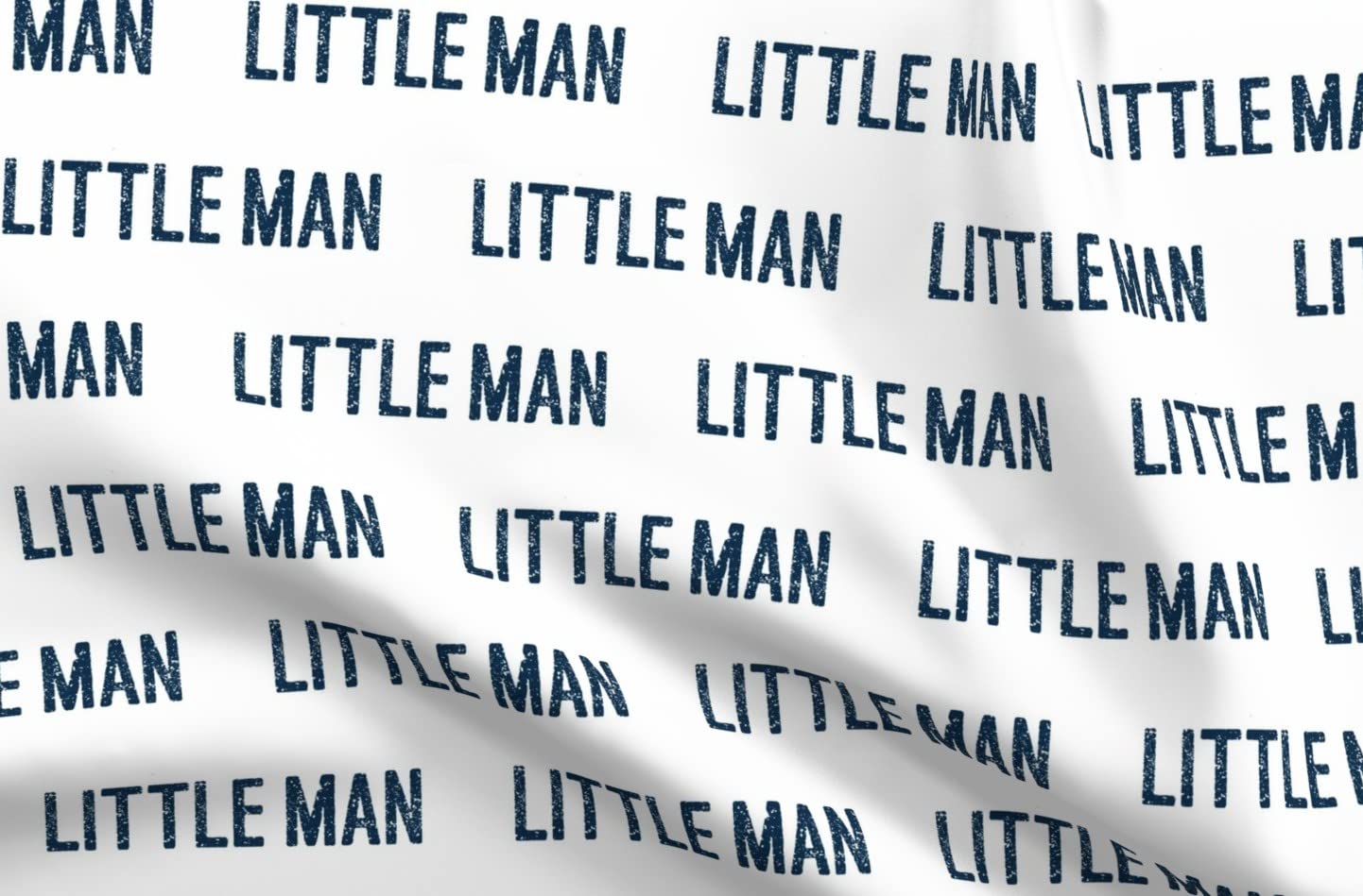 Little Man Navy White Nursery Typography Printed Denim Fabric by The Yard - Bottomweight Cotton Fabric for Apparel, Home Decor & Upholstery - Perfect for Baby Clothes, Curtains & DIY Craft Projects