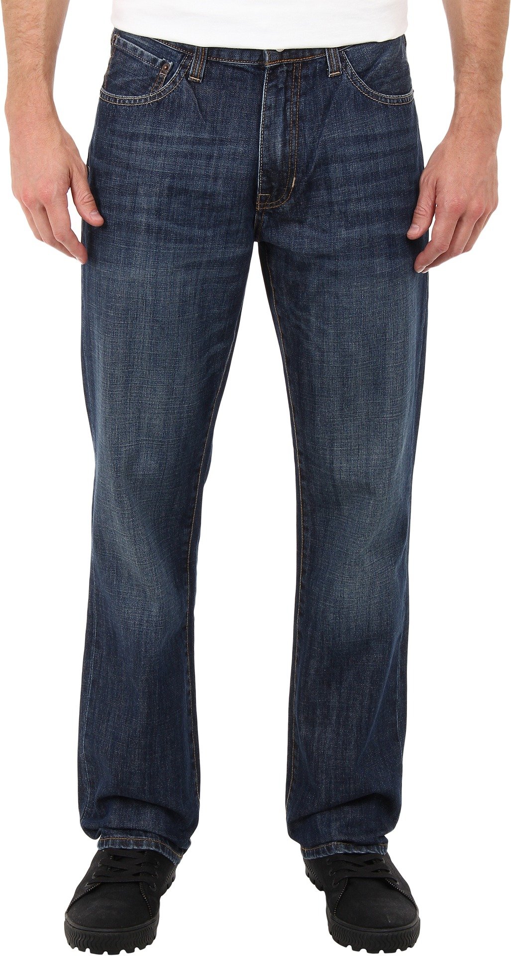 IZOD Men's Rigid Denim Jeans - Relaxed Fit Straight Leg Stretch Denim Pants for Casual Wear & Everyday Comfort