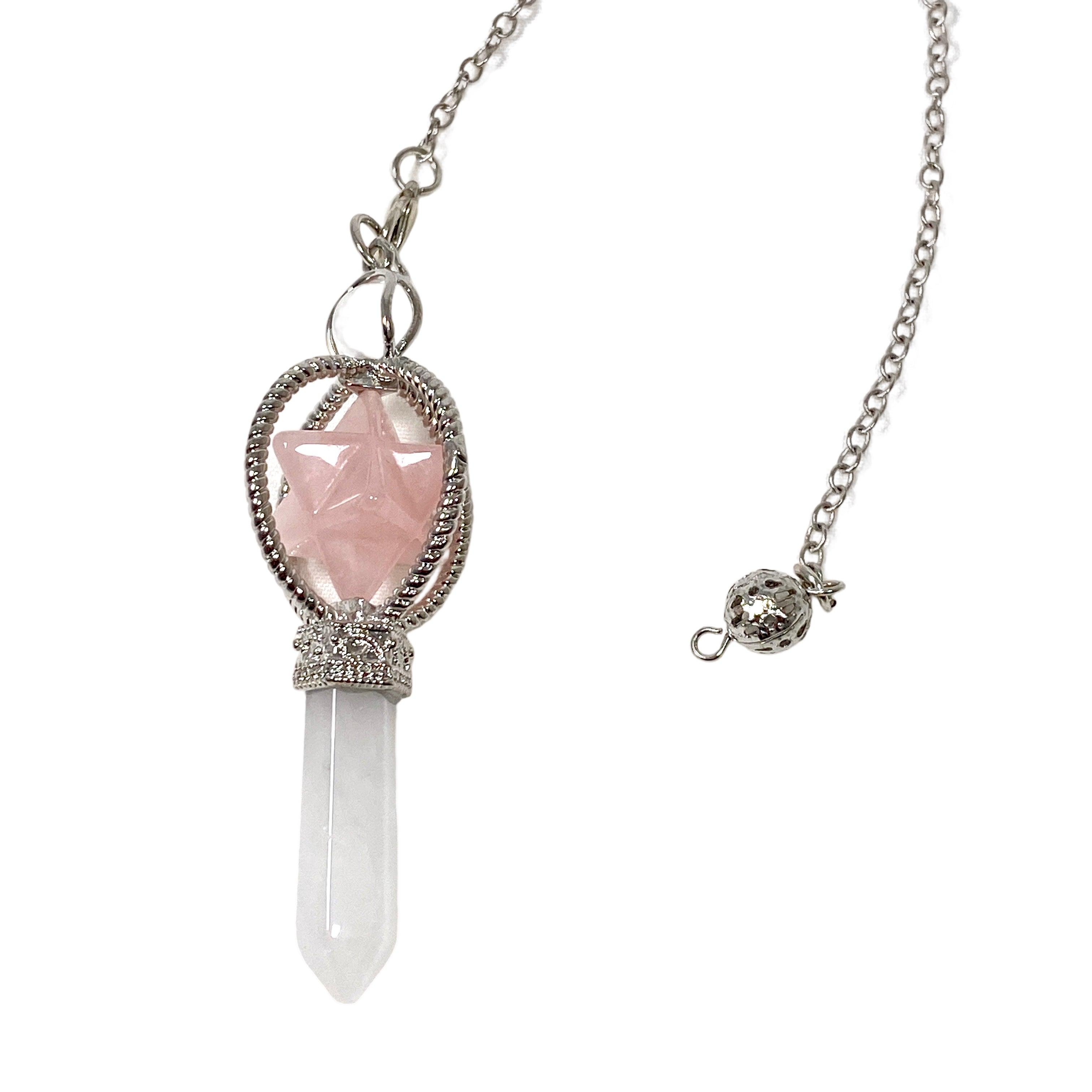 Gemstone Merkaba Pendulum with Crystal Point - Healing Crystal Pendulum for Dowsing, Divination & Energy Work - Perfect for Meditation, Chakra Balancing & Spiritual Practices