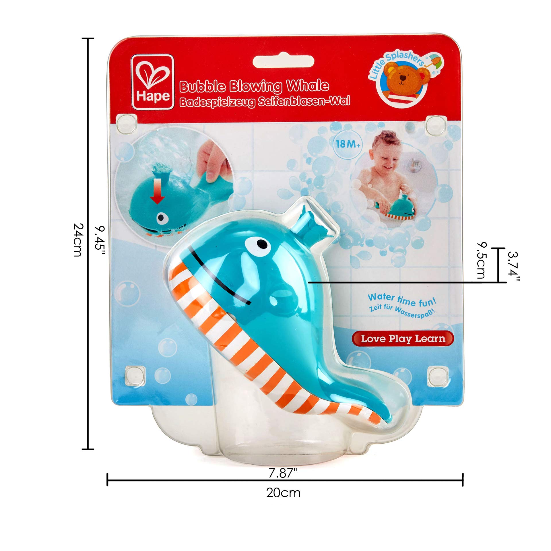 Hape Bubble Blowing Whale Bath Toy - Blue Baby Squirt Toy for Toddlers | Fun Water Play for Bathtime, Pool & Outdoor Activities