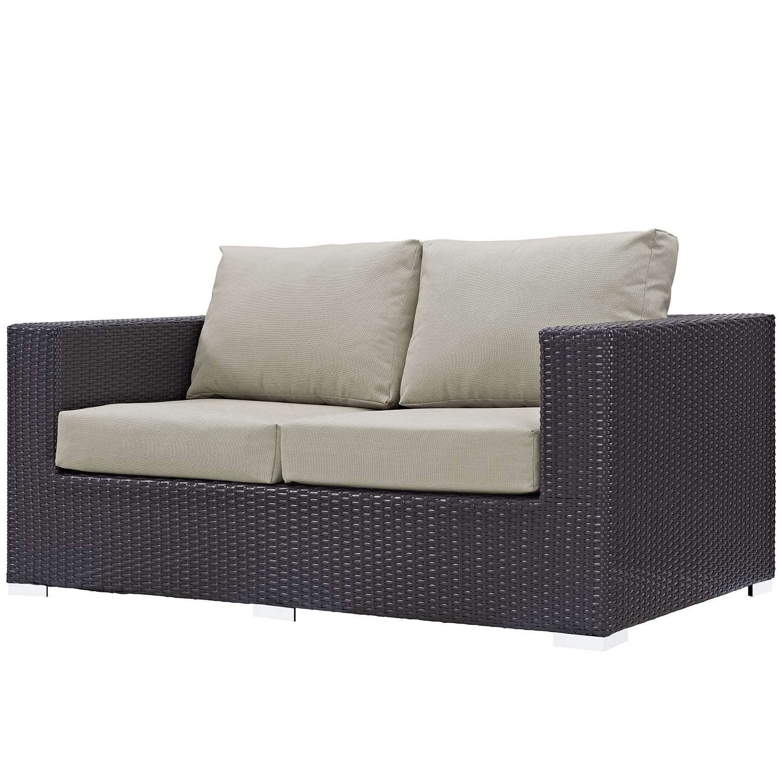 Modern Outdoor Patio Set - Wicker Sofa, Chair & Fire Pit Table for Garden Relaxation