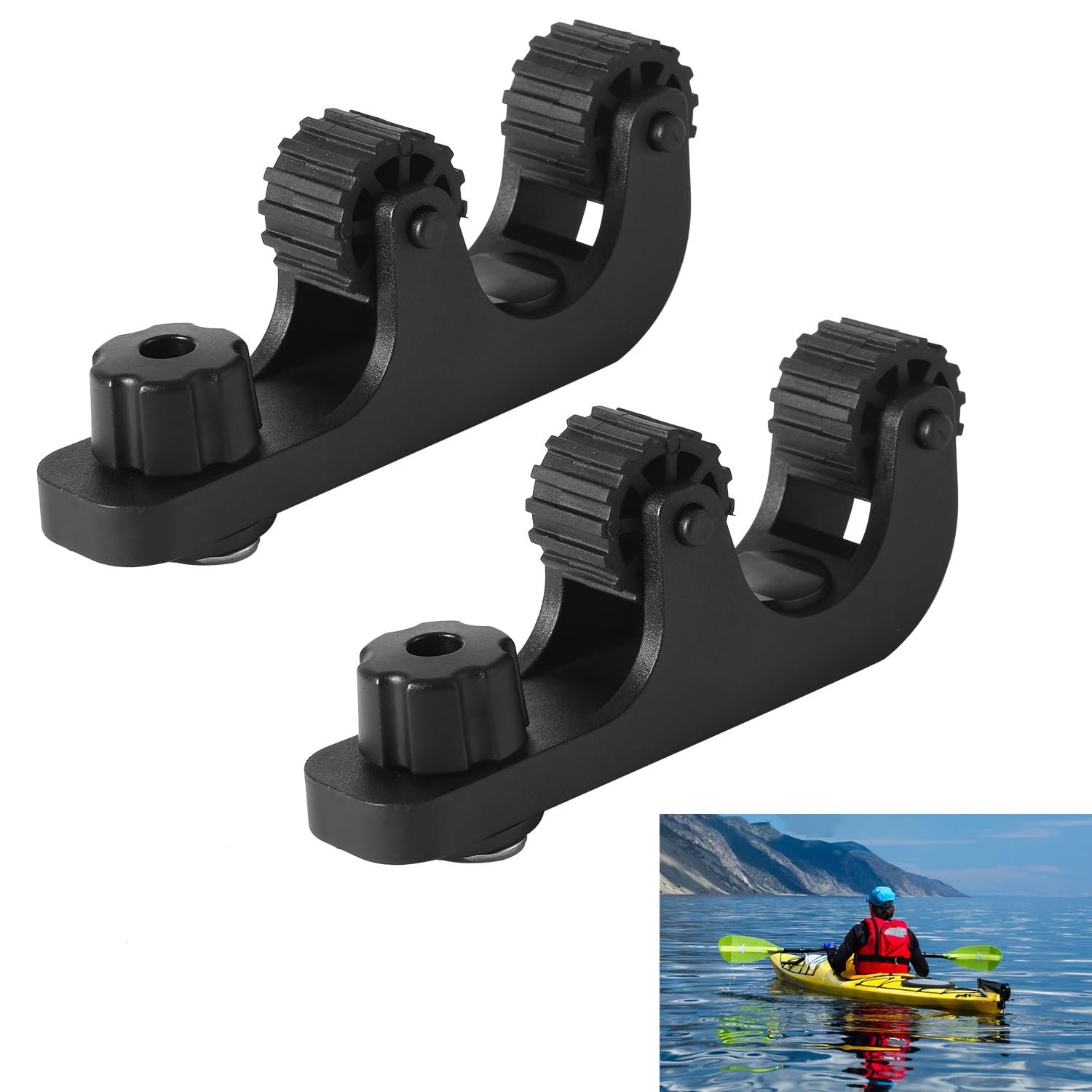 Universal Kayak Paddle Holder - 2pcs Track Mount Clips for Fishing & Canoeing