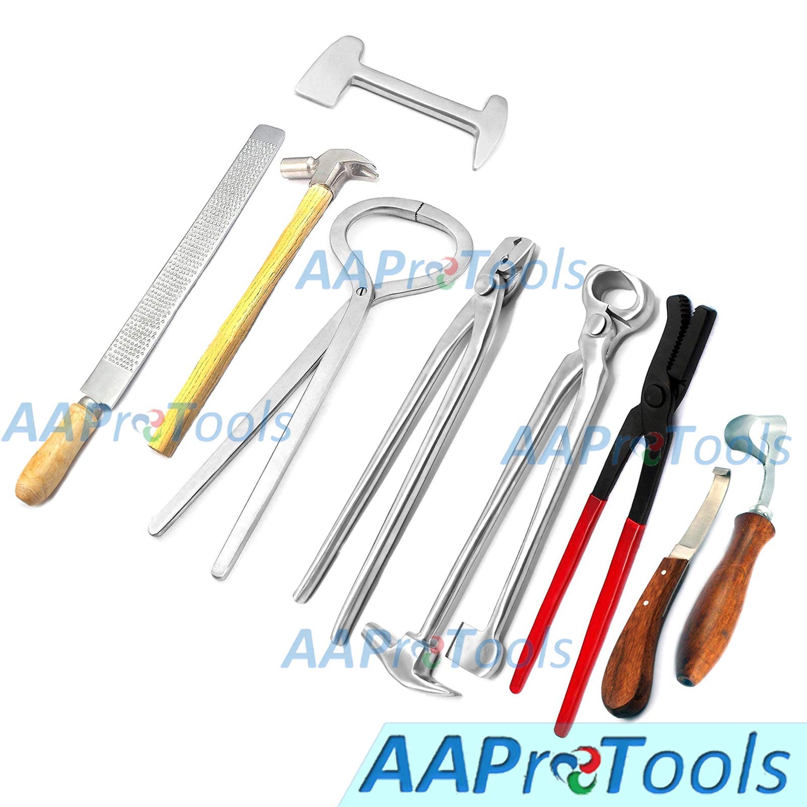 Professional 9-Piece Horse Farrier & Grooming Tool Kit - Hoof Care, Trimming & Equine Maintenance Set for Stable, Ranch & Show Horses