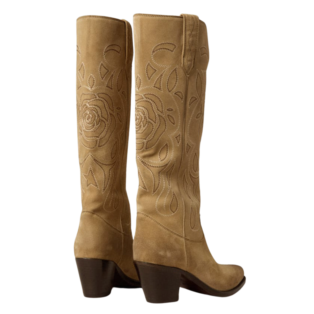 Elegant Women's Rose Embroidery Knee High Boots - Fashionable Winter Riding Boots for Women, Perfect for Casual Outfits, Office Wear & Date Nights