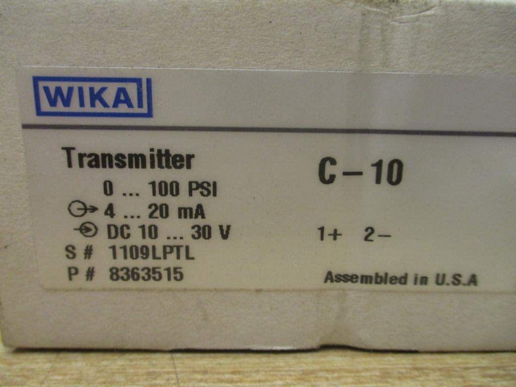 WIKA C-10 C10 Pressure Transmitter 150PSI 4-20mA 10-30VDC - Industrial Process Control for Hydraulic Systems & HVAC Monitoring