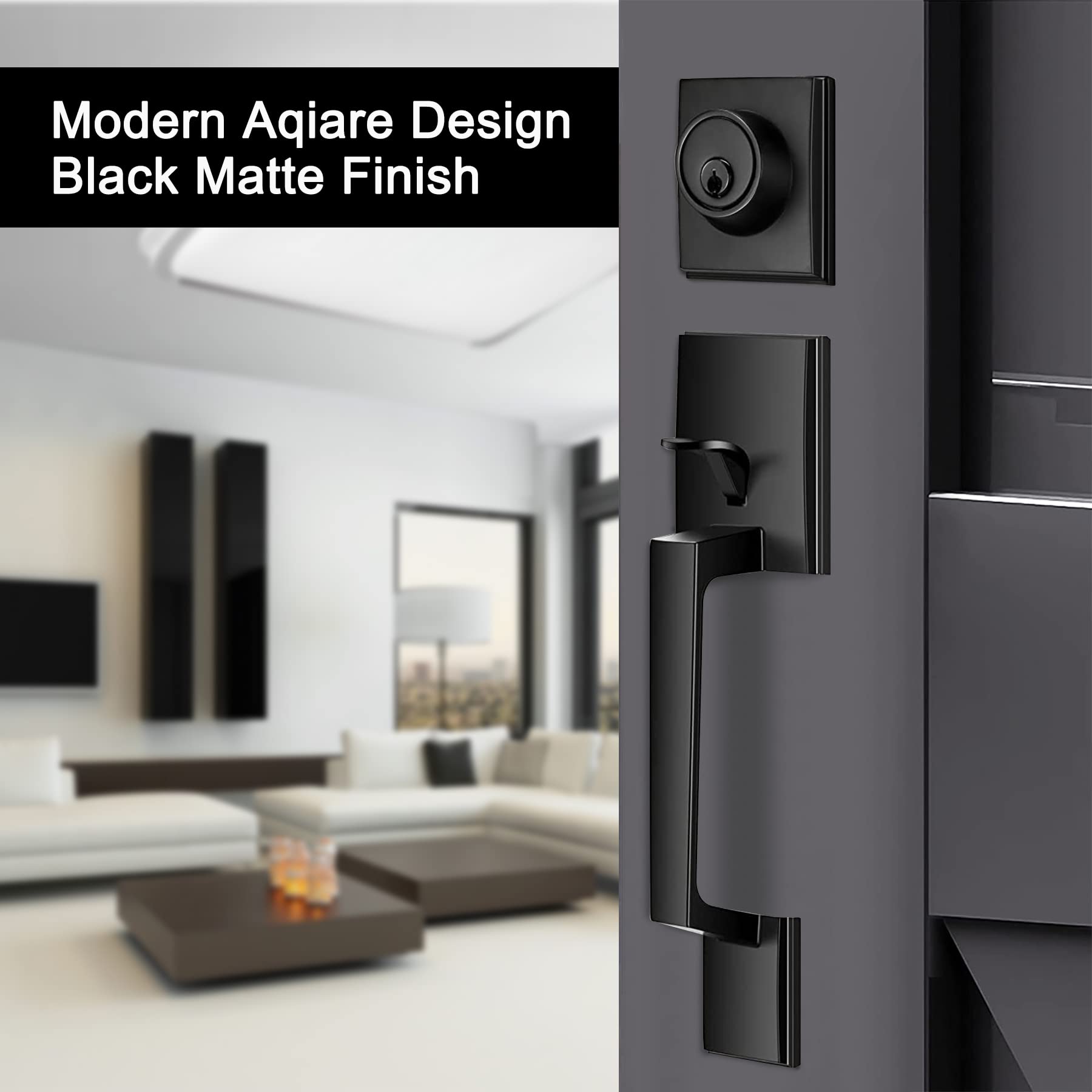 **Heavy Duty Matte Black Double Door Handle Set with Dummy - Keyed & Dummy Handle Set for Front, Back, or Office Doors - Secure & Stylish Entryway Solution**    *(Perfect for Home, Office, or Commercial Use - Enhances Security & Aesthetic Appeal)*
