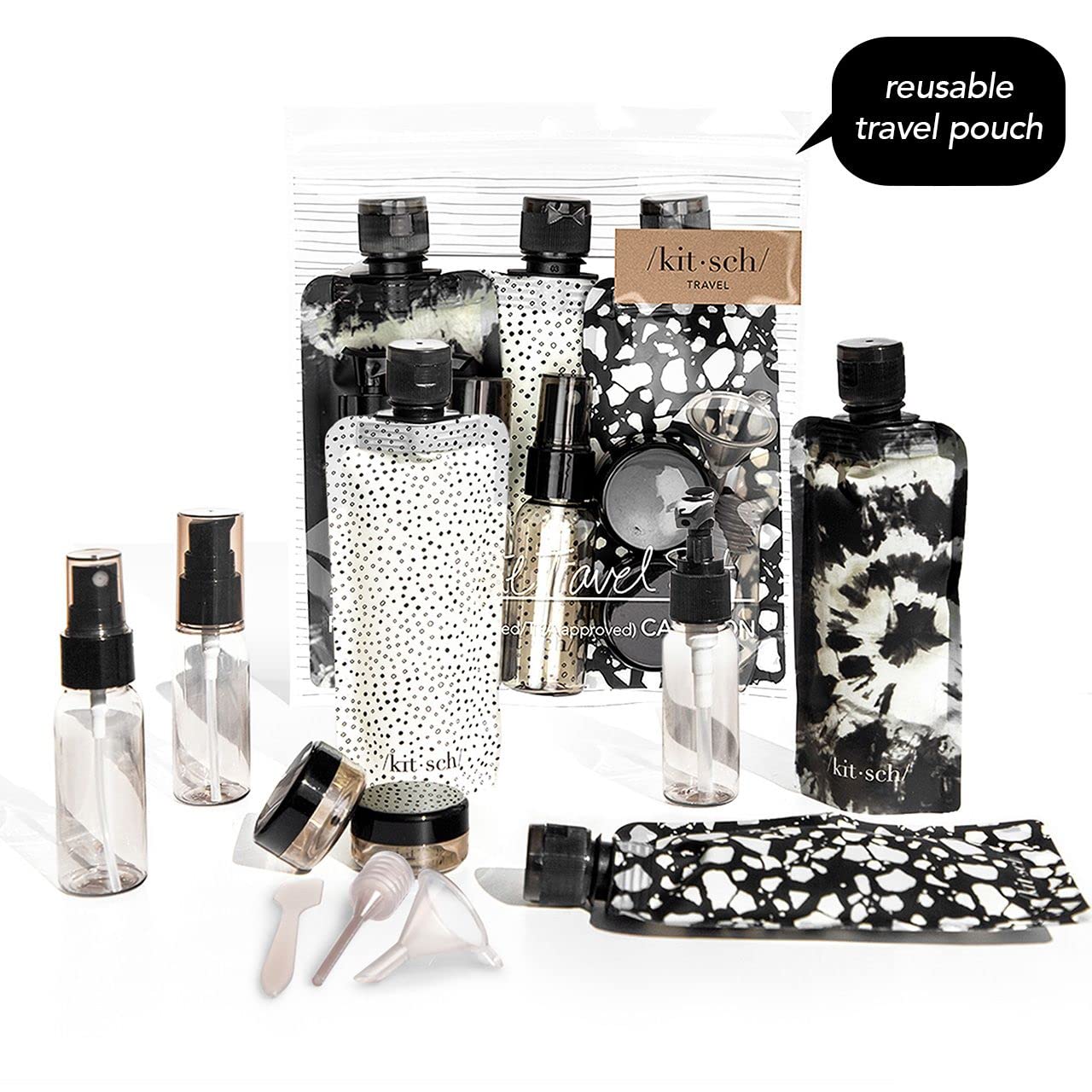 Kitsch TSA Approved Travel Bottles Set - 11 Pack Leak-Proof Refillable Containers for Shampoo, Conditioner & Lotion | Perfect for Airplane Carry-On, Gym & Vacation Essentials Kit