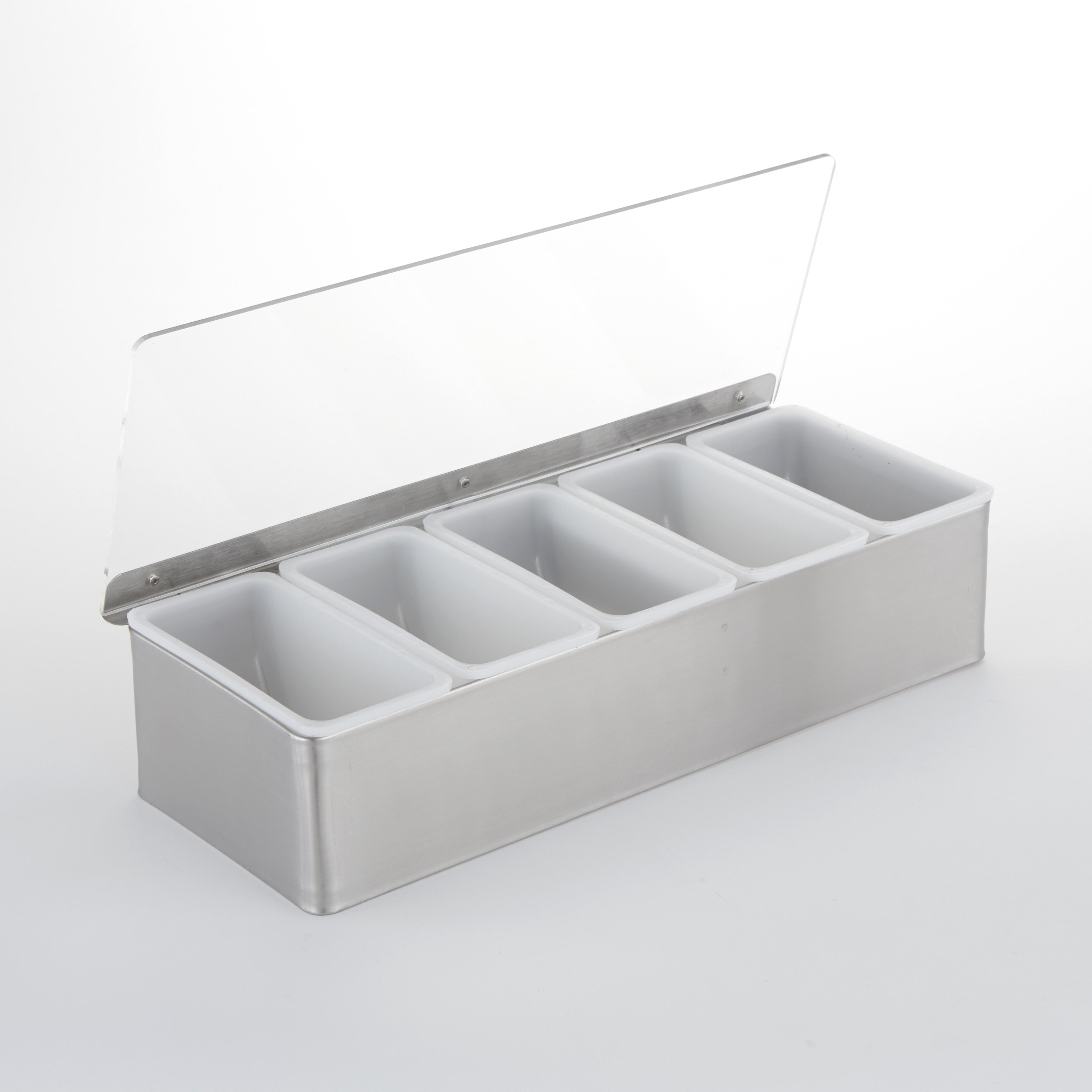American Metalcraft Stainless Steel Condiment Holder - 14.75 x 5.75 x 3.5 Inches - Perfect for Restaurants, Cafes & Home Kitchen Organization