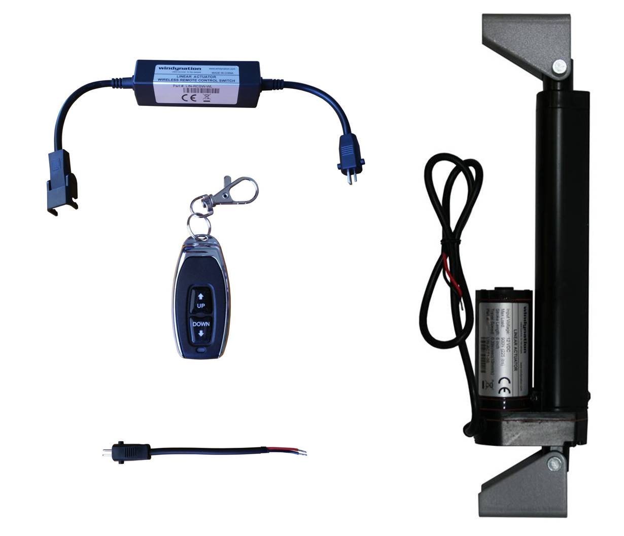 WindyNation 12V 225 lbs Heavy Duty Linear Actuator with Wireless Remote Control, DPDT Switch & Mounting Brackets - Ideal for RV, Solar Panels, Home Automation and Industrial Applications