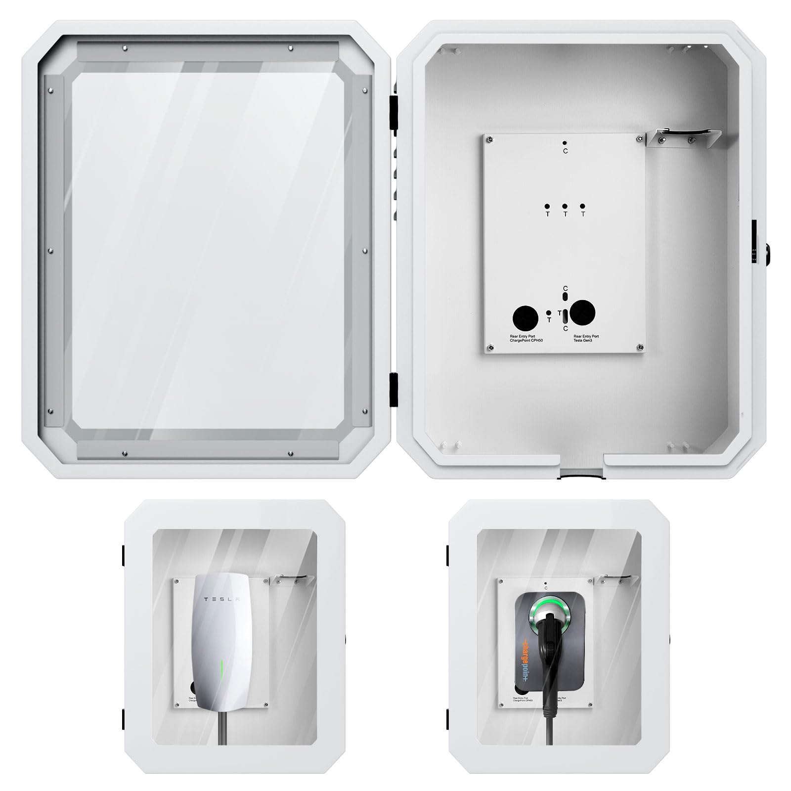 Premium Tesla Gen 3 & ChargePoint EV Charger Station Box - Weatherproof Outdoor Wall Connector Cover with Cable Organizer | Snowproof, Dustproof, Anti-Theft Protection for Home & Garage Charging Accessories | Perfect for Driveway, Parking Spot & Outdoor EV Charging Stations