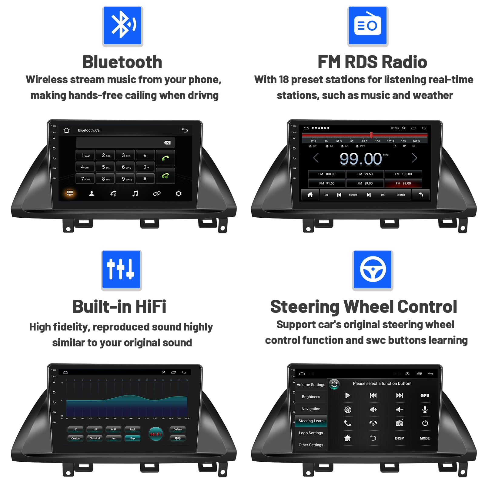 Honda Odyssey 2005-2010 Car Stereo with Wireless Apple CarPlay & Android Auto - 10.1 Inch Touchscreen Bluetooth Radio, 1+32GB Memory, GPS Navigation, FM RDS, HiFi Sound & Backup Camera - Perfect for Road Trips & Daily Commuting