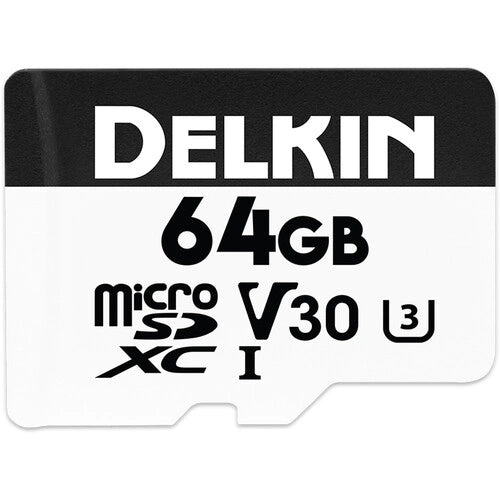 Delkin Devices 64GB UHS-I SDXC Memory Card - High Speed Class 10 for DSLR Cameras, Drones & Action Cameras - Includes SD Adapter for Easy File Transfer
