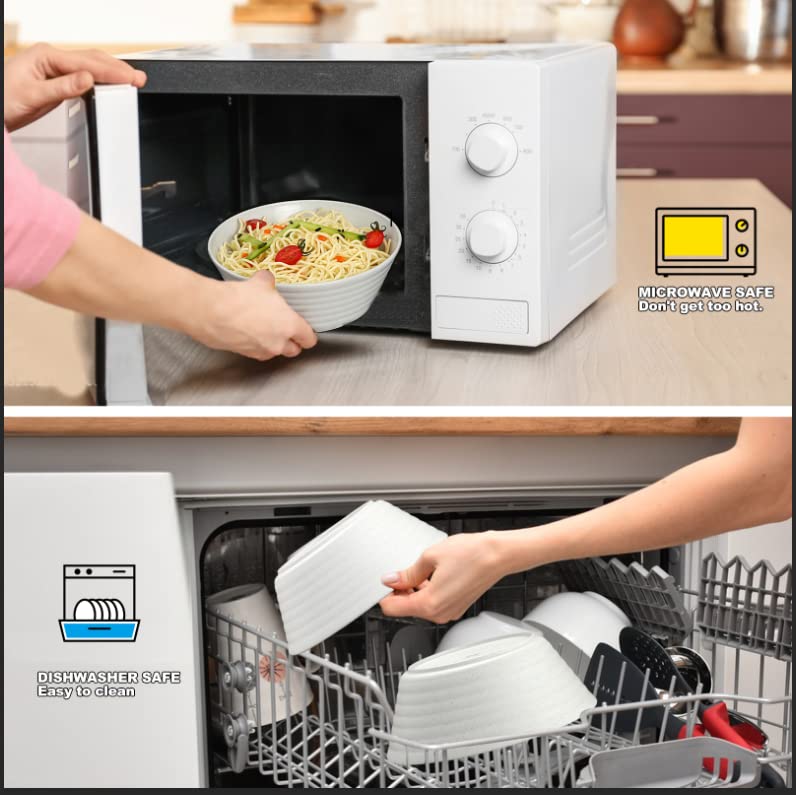 8-Pack Unbreakable Wheat Straw Cereal Bowls - 36oz Microwave & Dishwasher Safe Soup, Salad, Rice, Noodle, Oatmeal Bowls for Kitchen | Perfect for Family Meals, Camping & Dorm Use