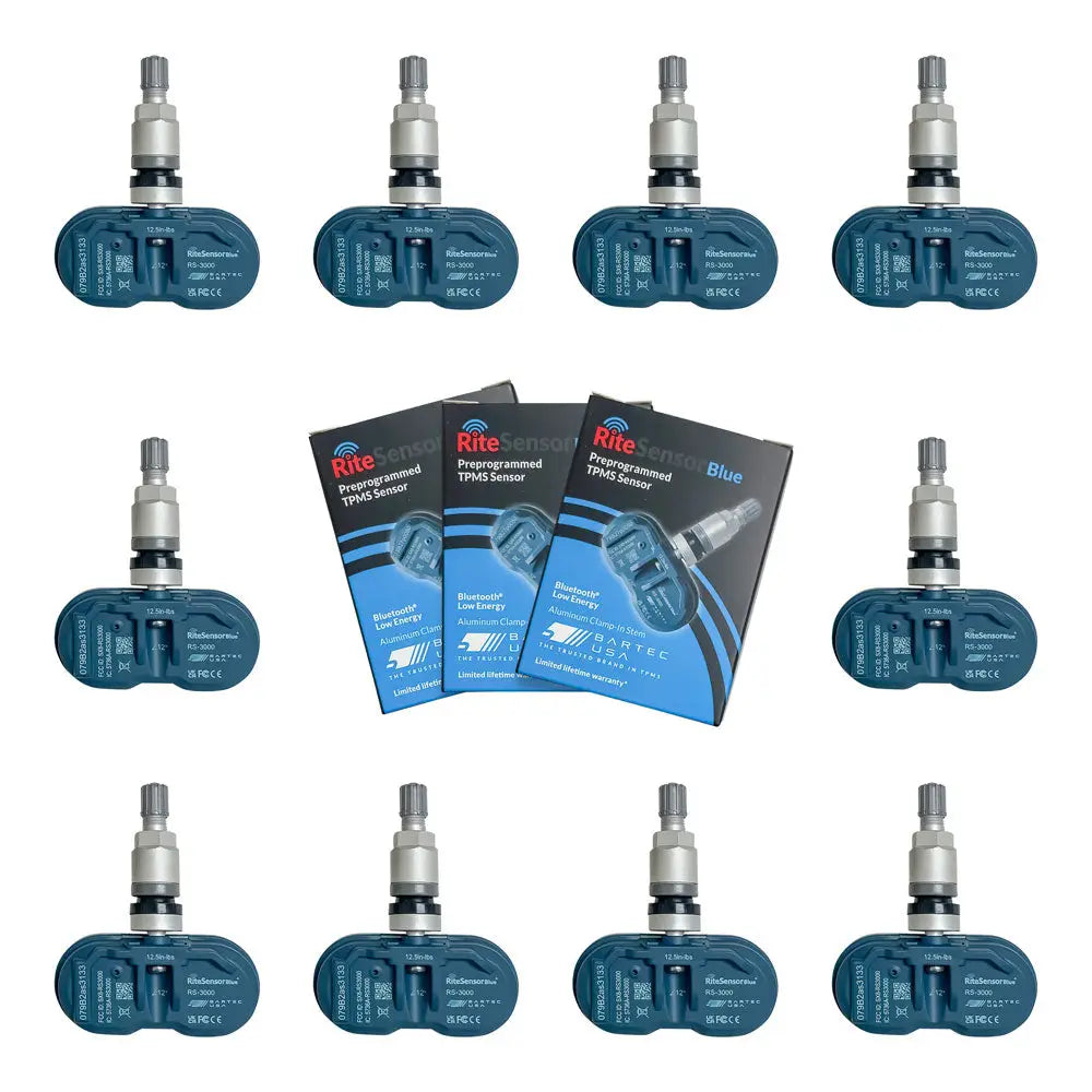 Bartec Rite Sensor Blue - 10 Pack Bluetooth TPMS Sensors for Tesla & Electric Vehicles | Tire Pressure Monitoring System | Easy Installation for Model S/3/X/Y | Road Trip & Daily Commute Safety