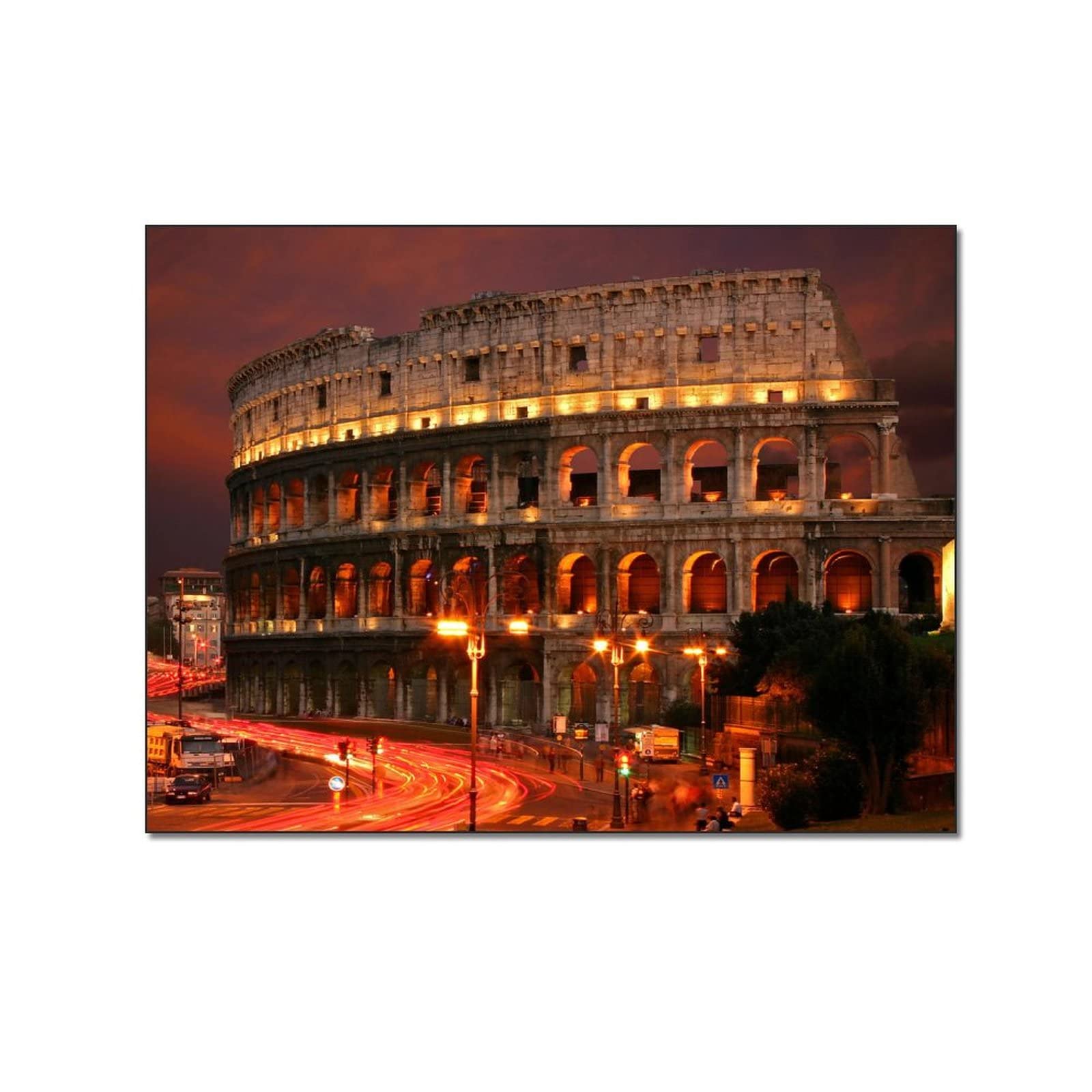 Famous Colosseum Architecture Canvas Painting - 24x32 Inch (60x80cm) Wall Art Prints for Living Room & Bedroom Decor | Roman Landmark Poster | Home Office & Gift Idea