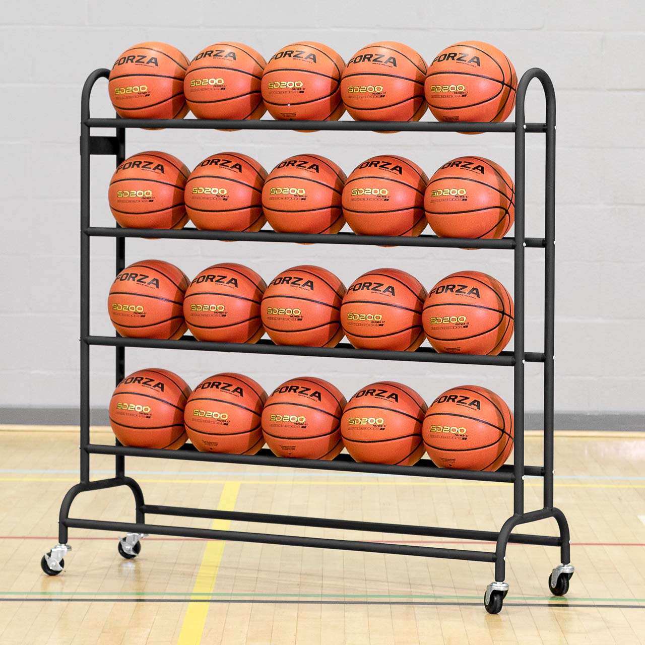 FORZA Portable Sports Ball Storage Cart & Cage - Holds Up to 40 Basketballs, Footballs, Volleyballs | Durable Ball Organizer for Gym, School, Sports Teams & Home Use