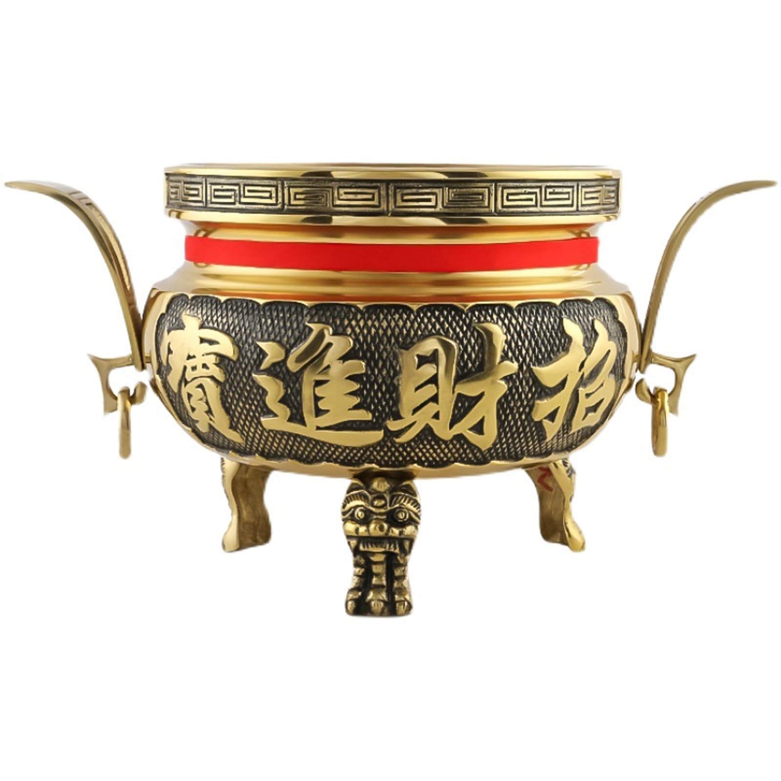 liushop Pure Copper Incense Burner - Lucky Double Ear Faucet Design with Tripod Base | Premium Temple Incense Fountain for Meditation, Yoga & Home Decor